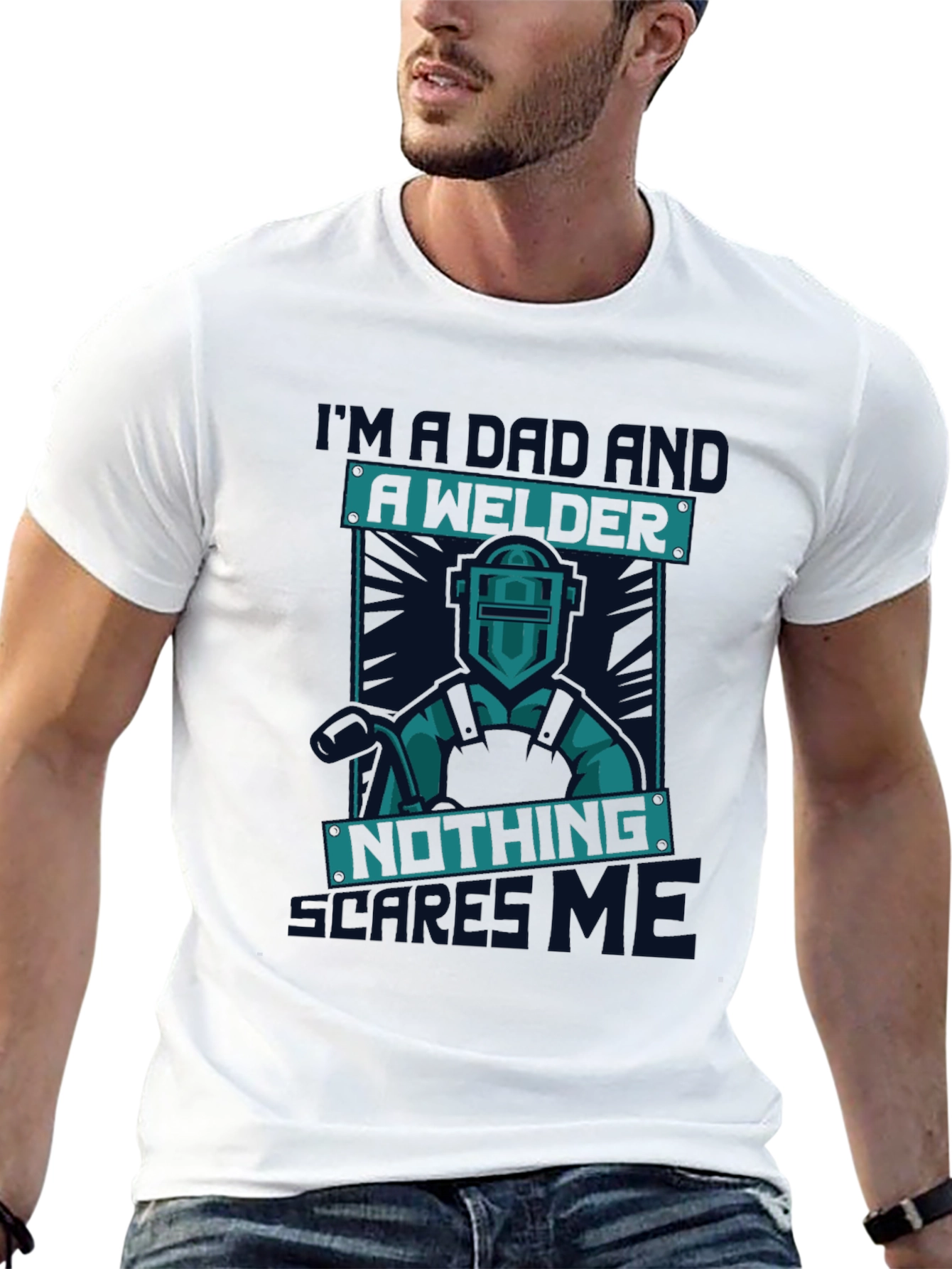Black Dad Welder T-Shirt - Nothing Scares Me view 13