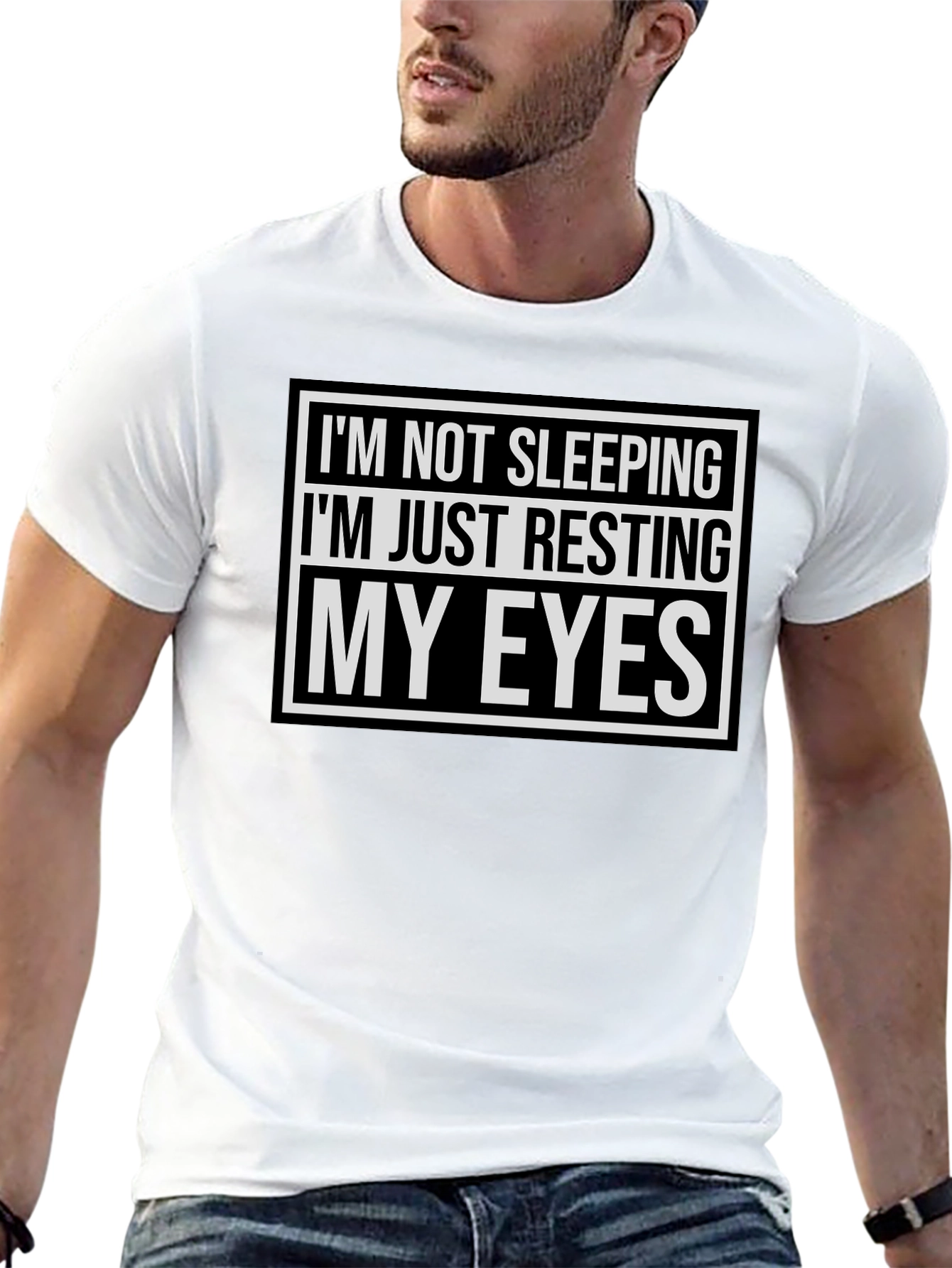 Black Resting My Eyes Funny T-Shirt - Black view 13