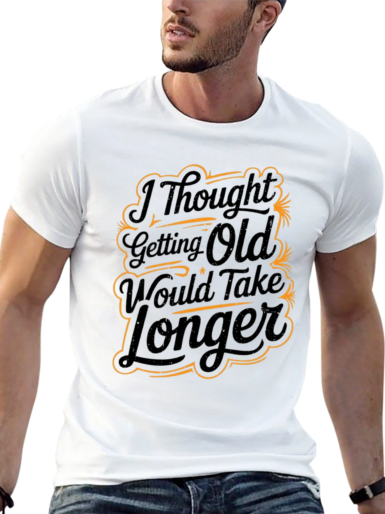 Black Funny "Getting Old" Graphic Print Black T-Shirt view 13