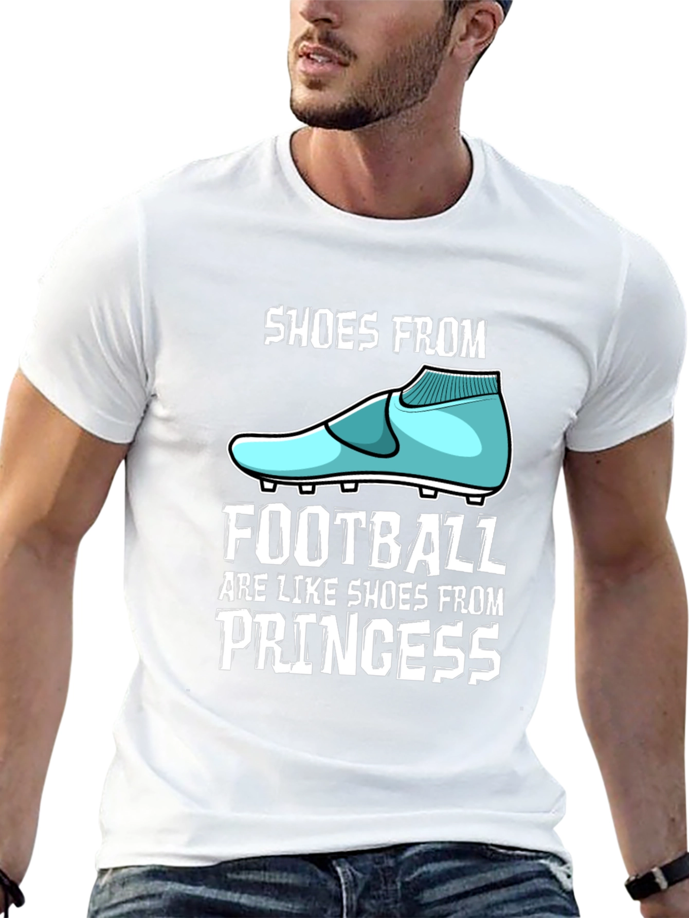Black Funny Football vs Princess Shoes Graphic Tee view 13