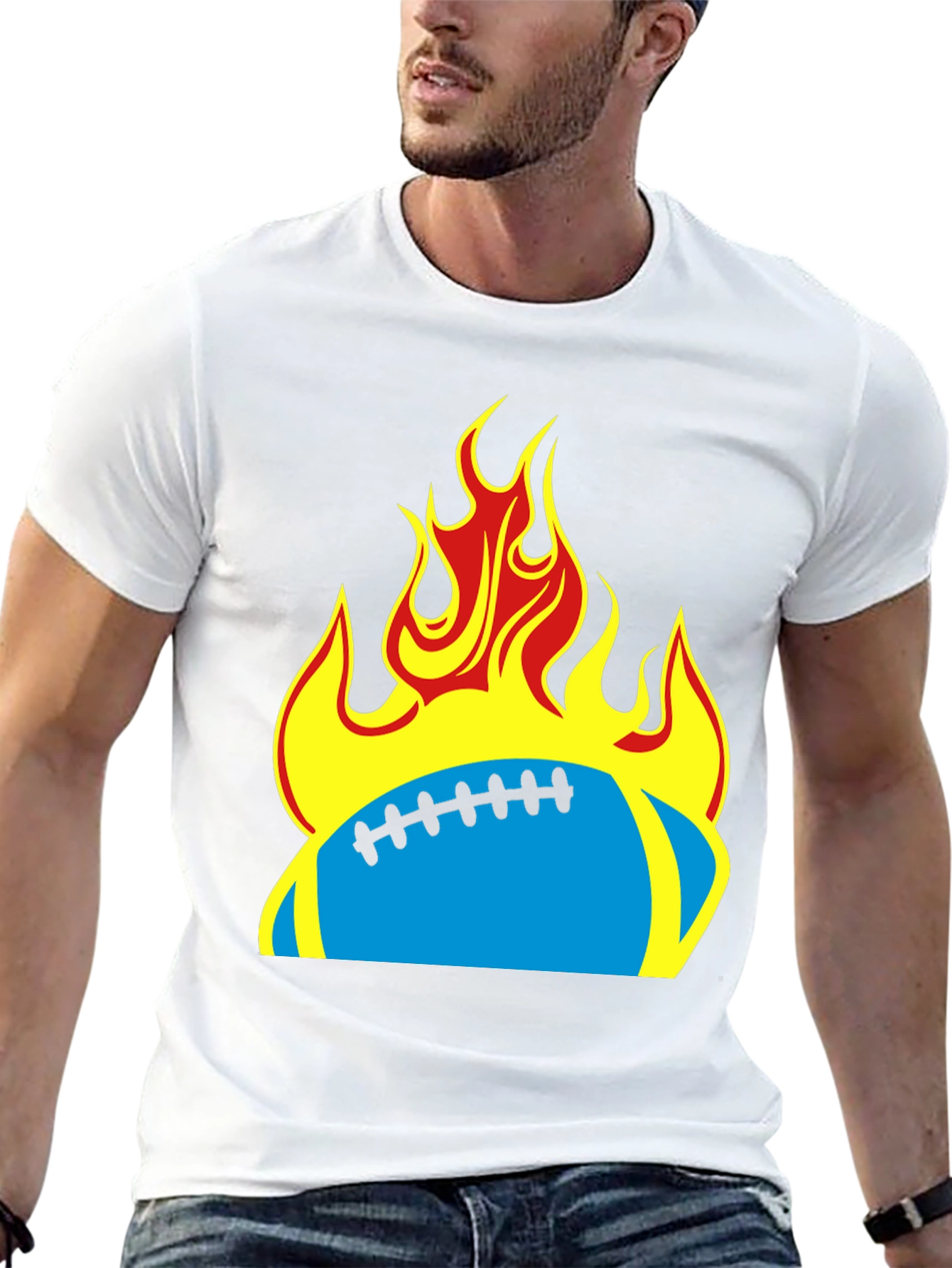 Black Flaming Football T-Shirt - Black Tee view 13
