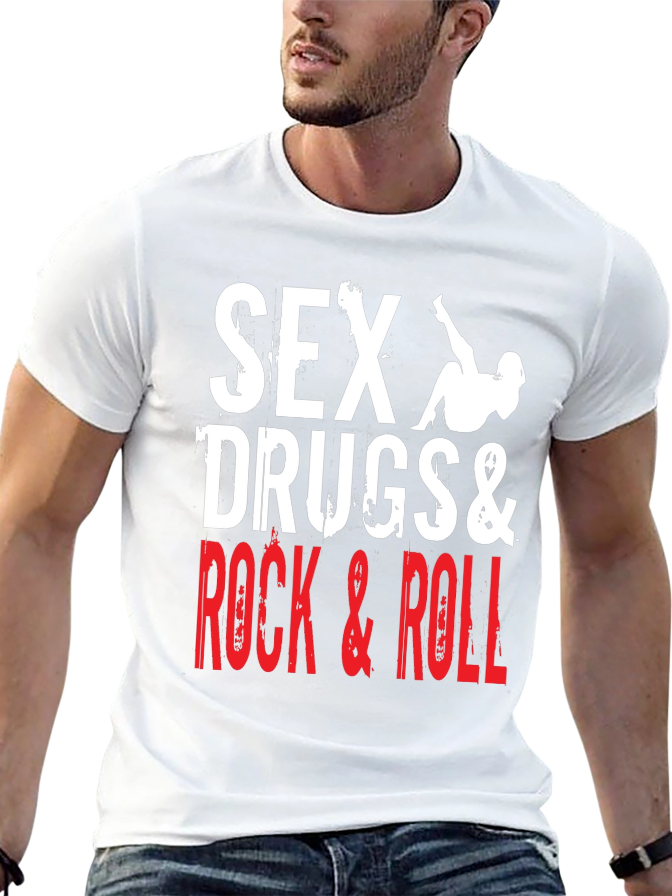 Black Sex, Drugs & Rock and Roll Graphic T-Shirt view 13