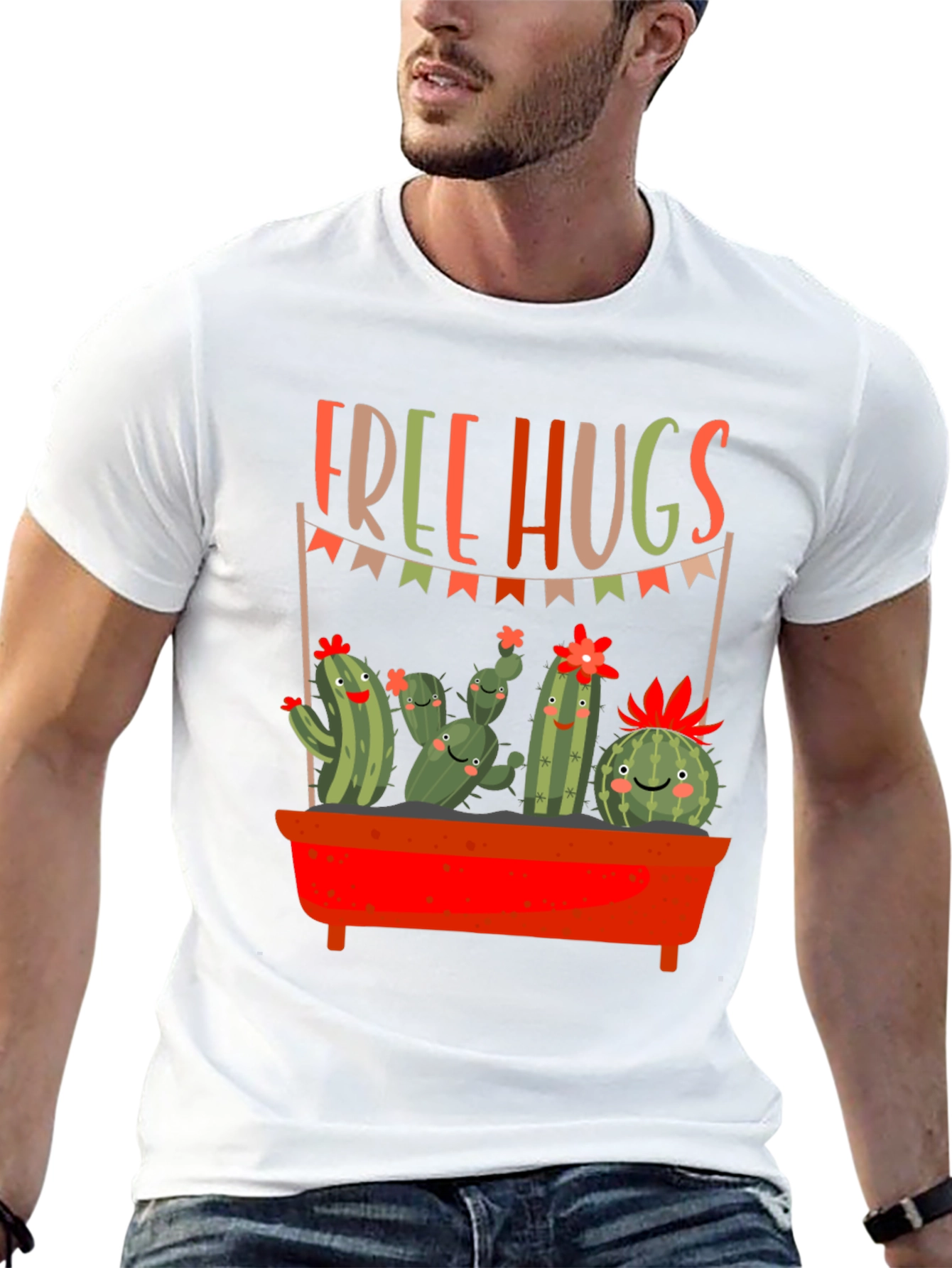 Black Free Hugs Cactus Graphic Tee view 13