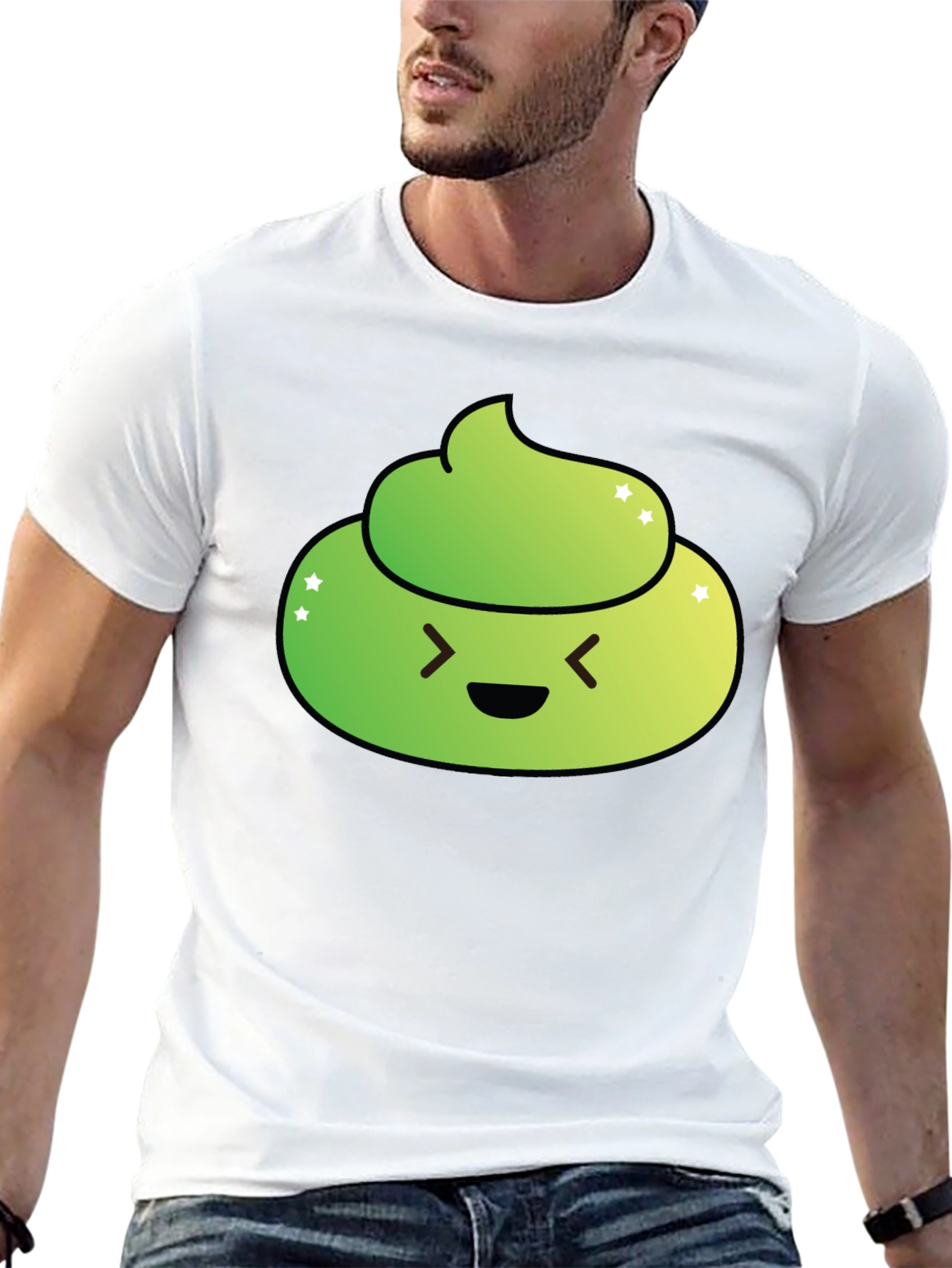 Black Green Emoji Poop T-Shirt - Funny Graphic Tee view 13