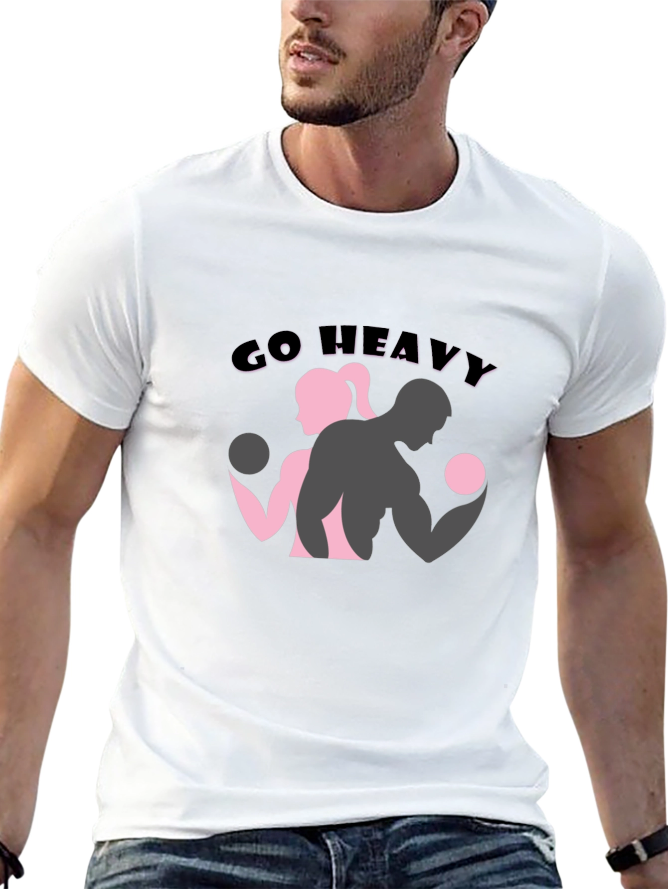 Black Go Heavy Unisex Black T-Shirt view 13