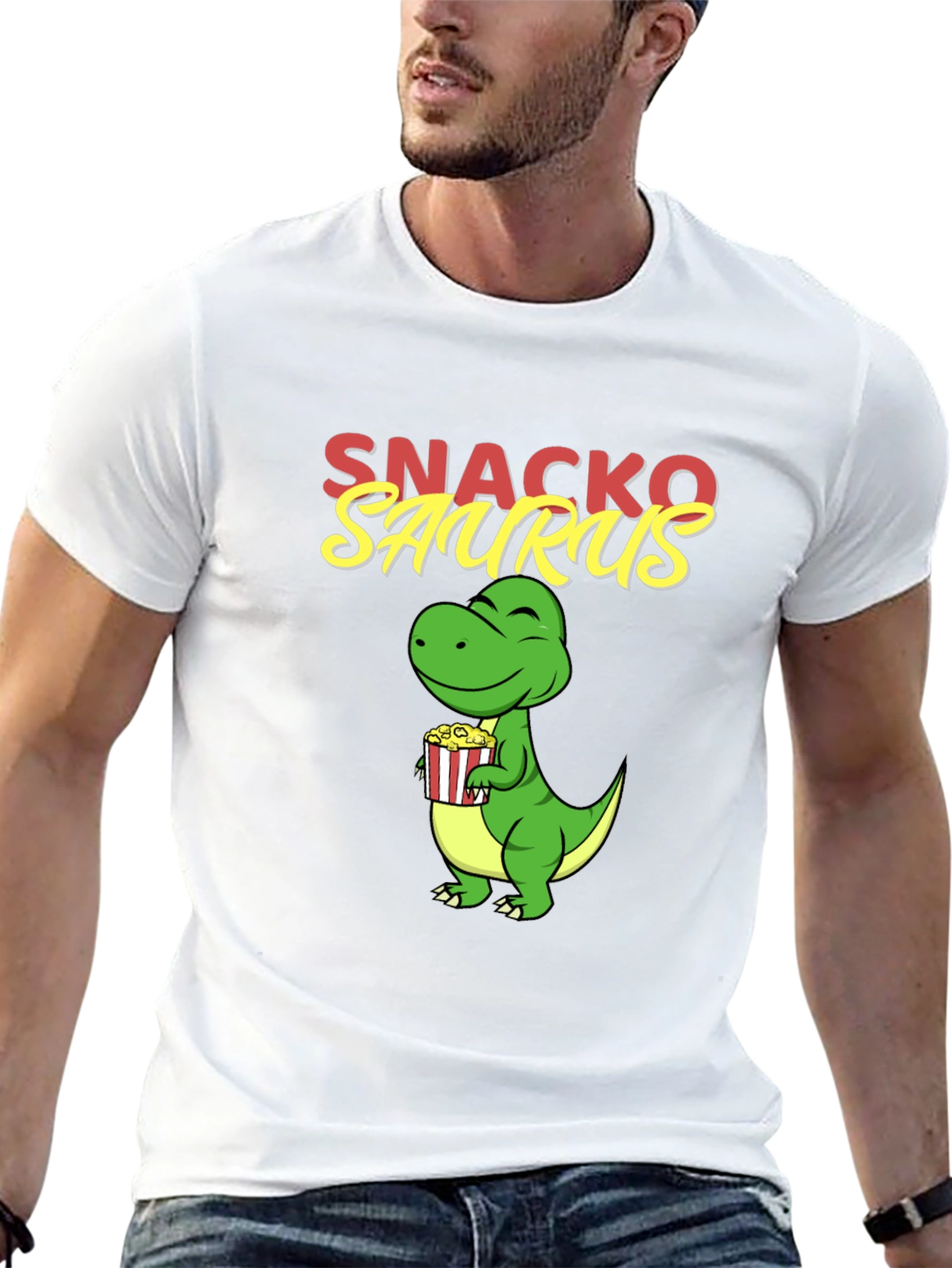 Black Snackosaurus Graphic Tee - Fun Dinosaur T-Shirt view 13