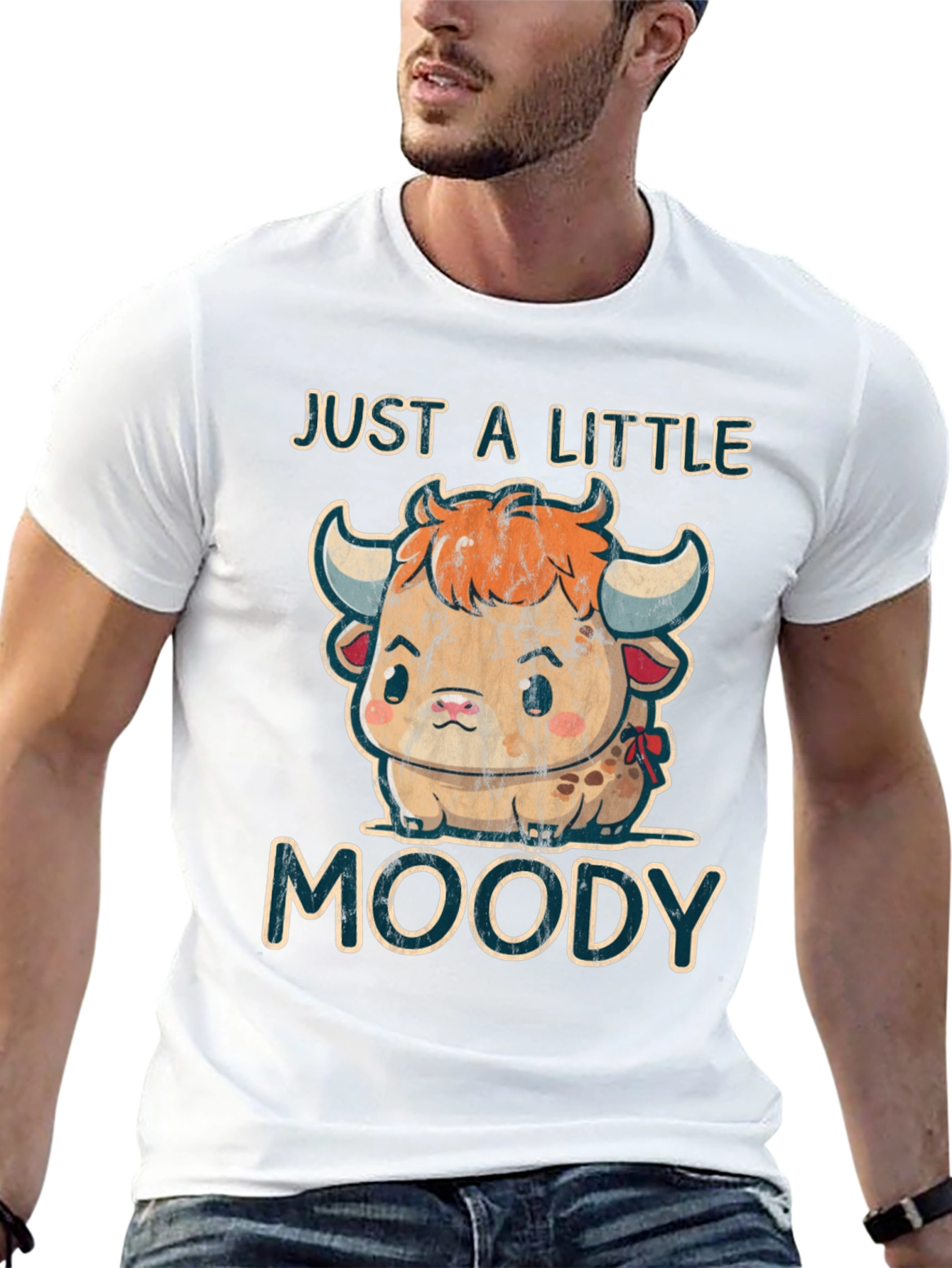 Black Moody Cow Graphic Tee - Cute Cartoon Animal Shirt view 13