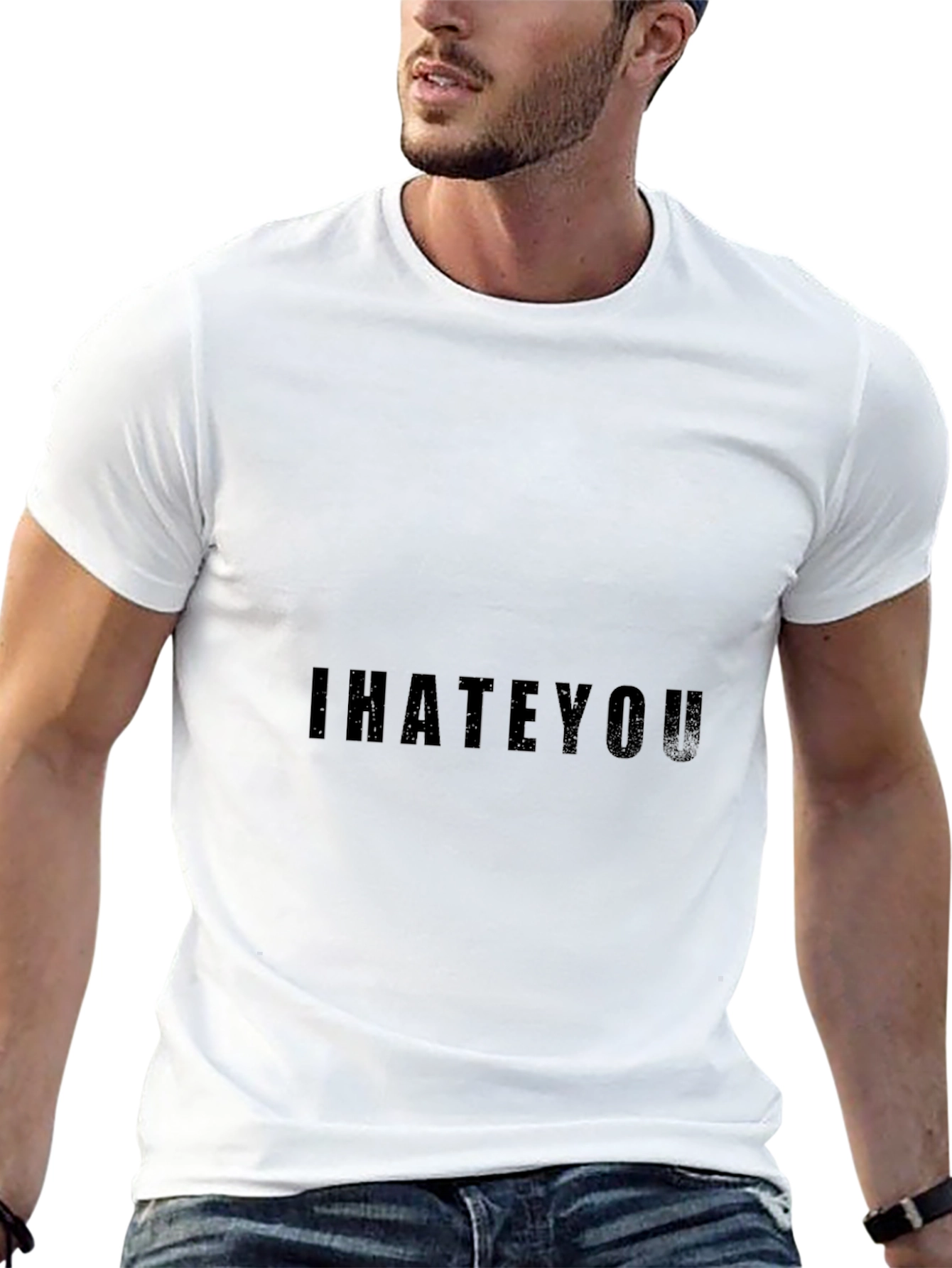 Black I Hate You Graphic T-Shirt - Black Casual Tee view 13