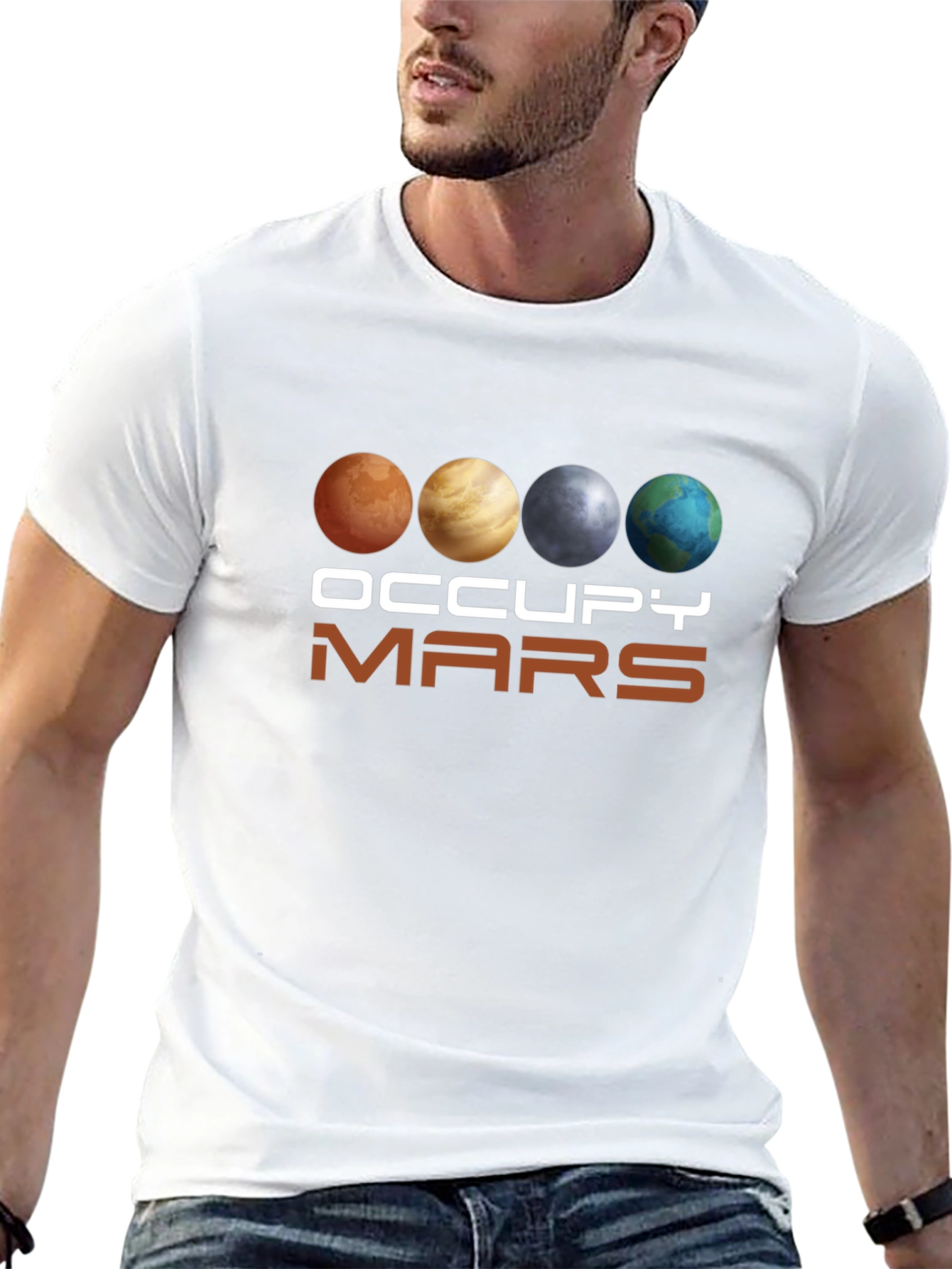 Black Occupy Mars Graphic Tee - Space Exploration T-Shirt view 13