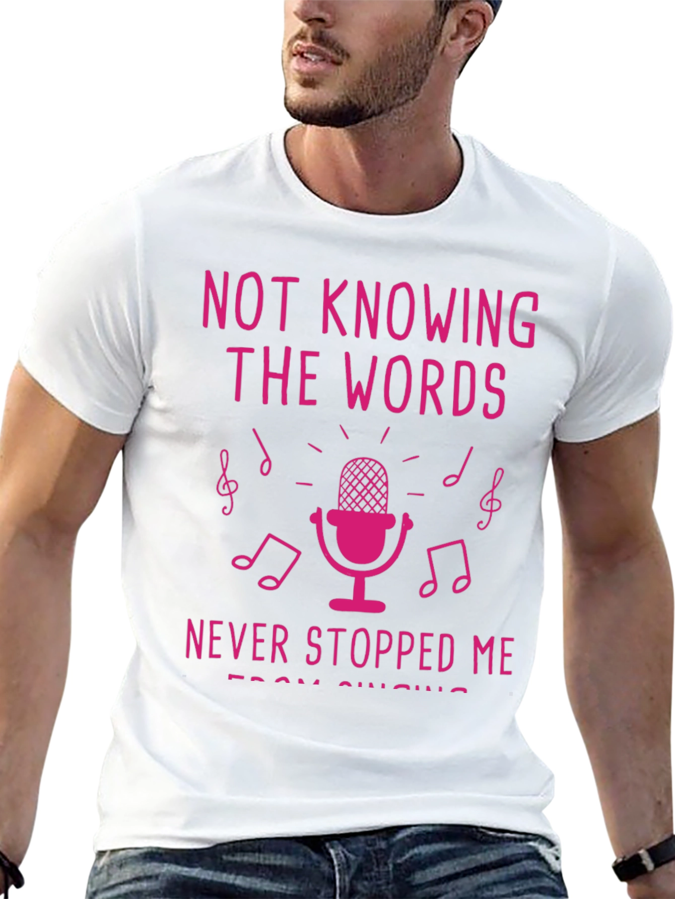 Black Funny Singing T-Shirt - Not Knowing the Words view 13