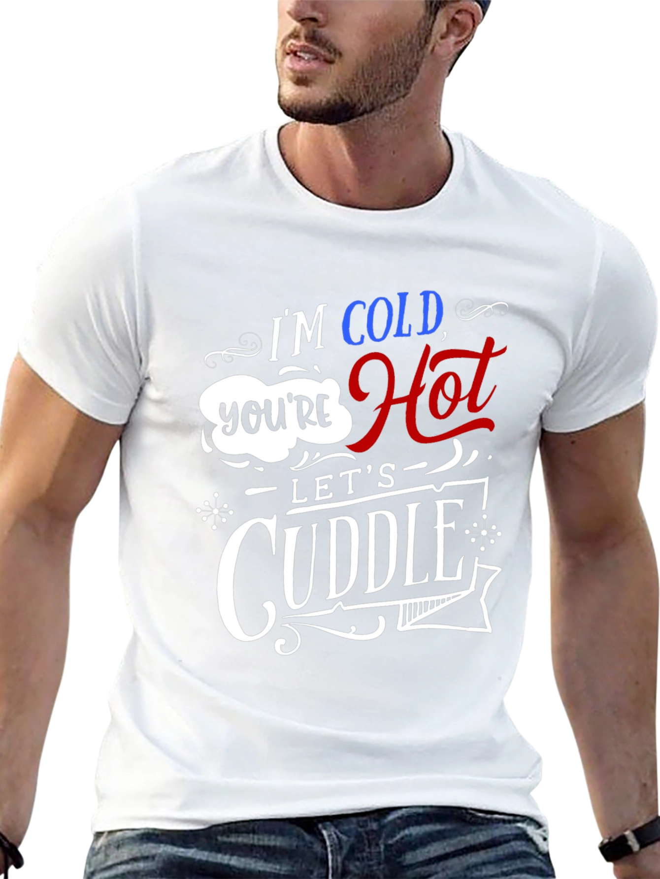 Black I'm Cold You're Hot Let's Cuddle Graphic Tee view 13