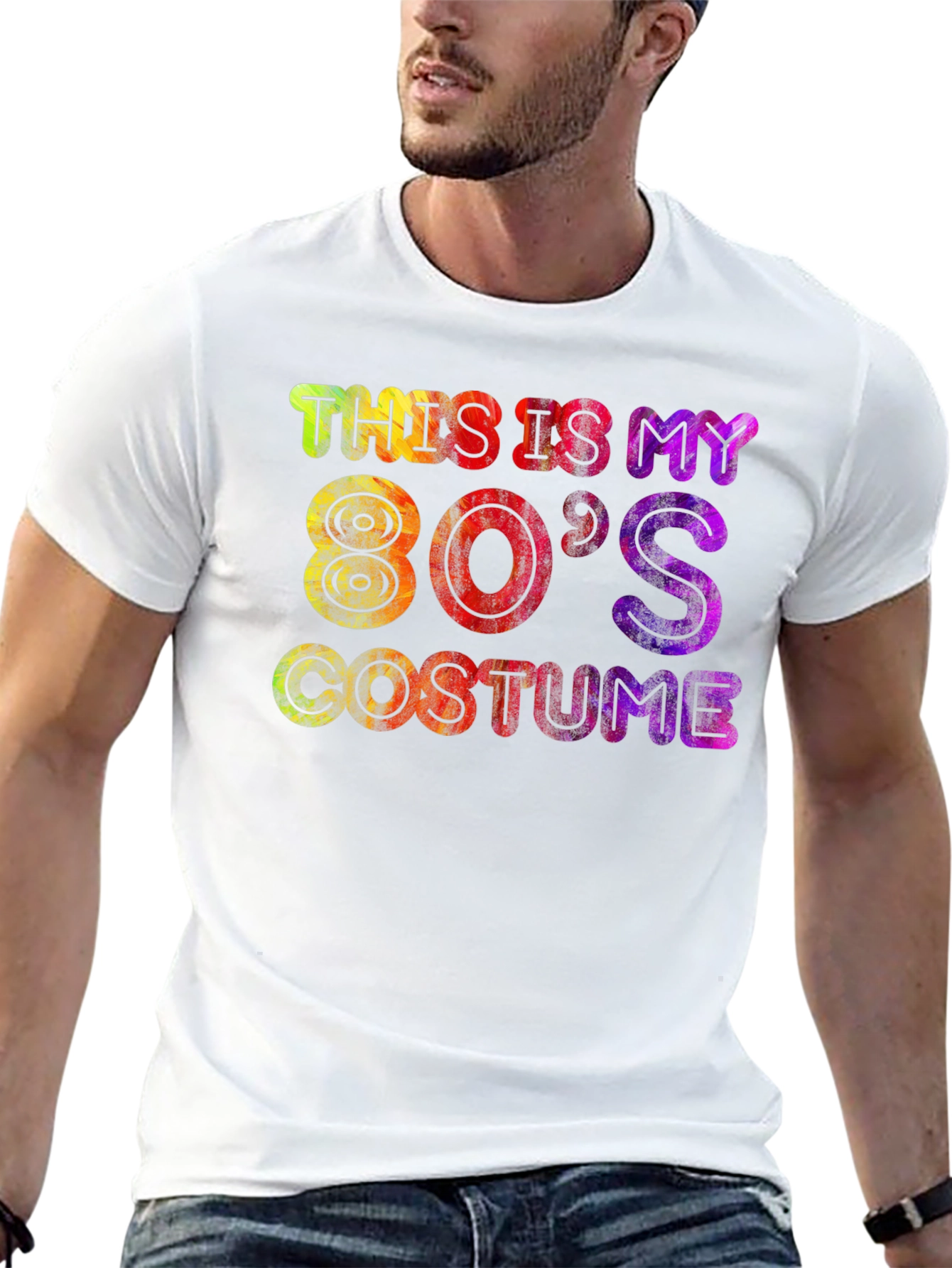 Black 80's Costume T-Shirt - Retro Party Tee view 13