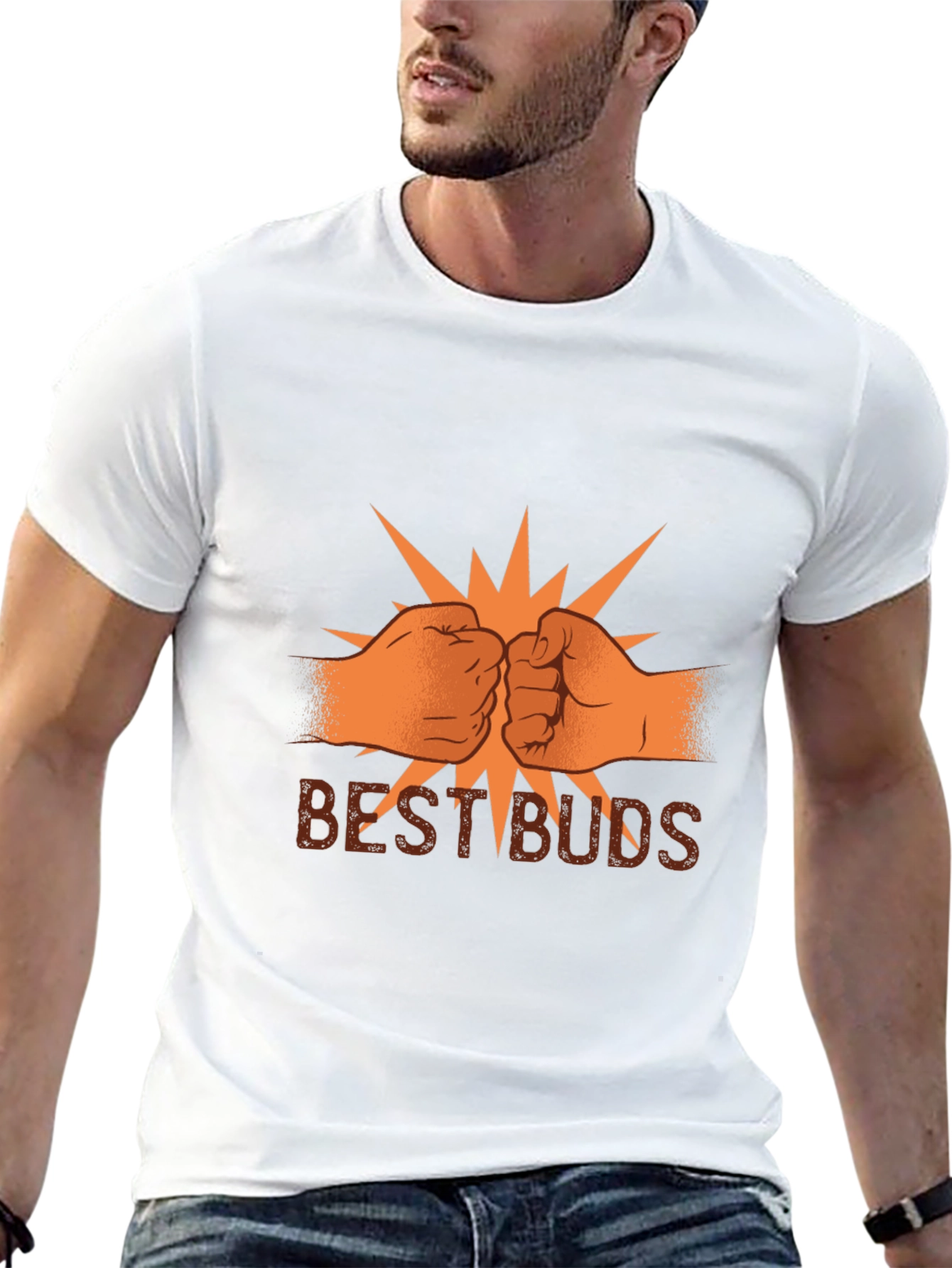 Black Best Buds Graphic Tee - Black Cotton Blend T-Shirt view 13