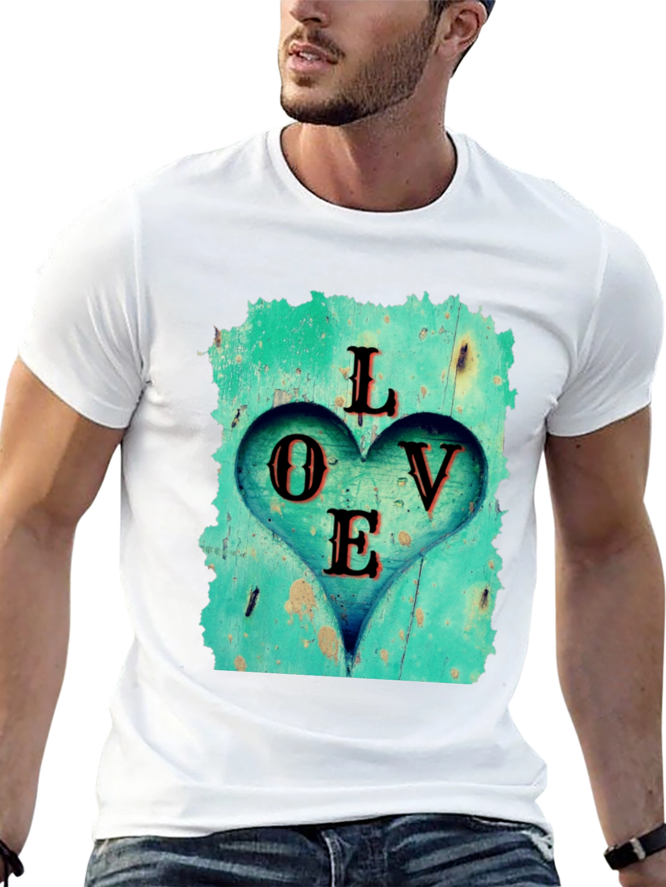 Black Love Heart Graphic Tee - Black Casual T-Shirt view 13