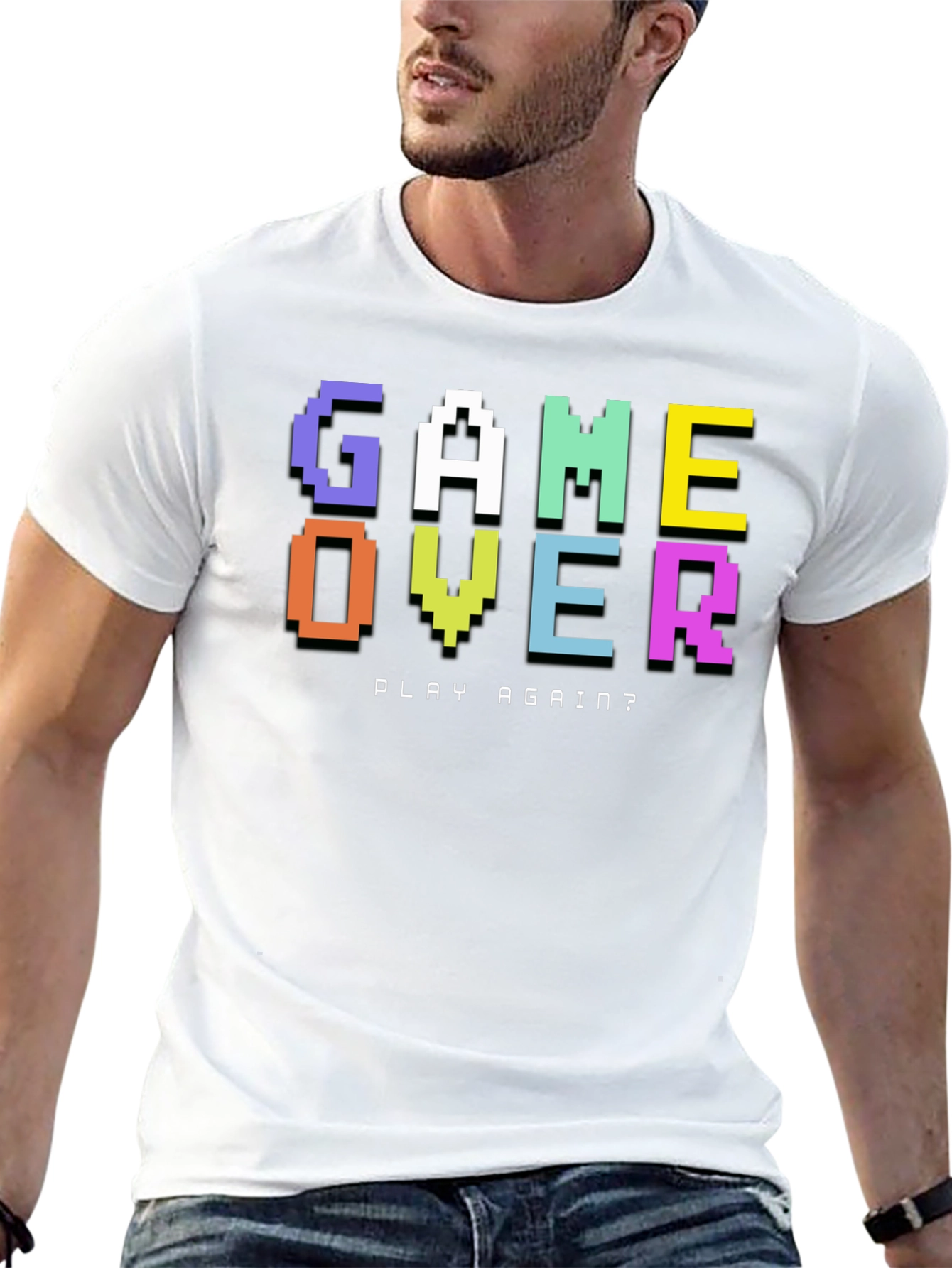 Black Game Over T-Shirt - Pixel Style Retro Gamer Tee view 13