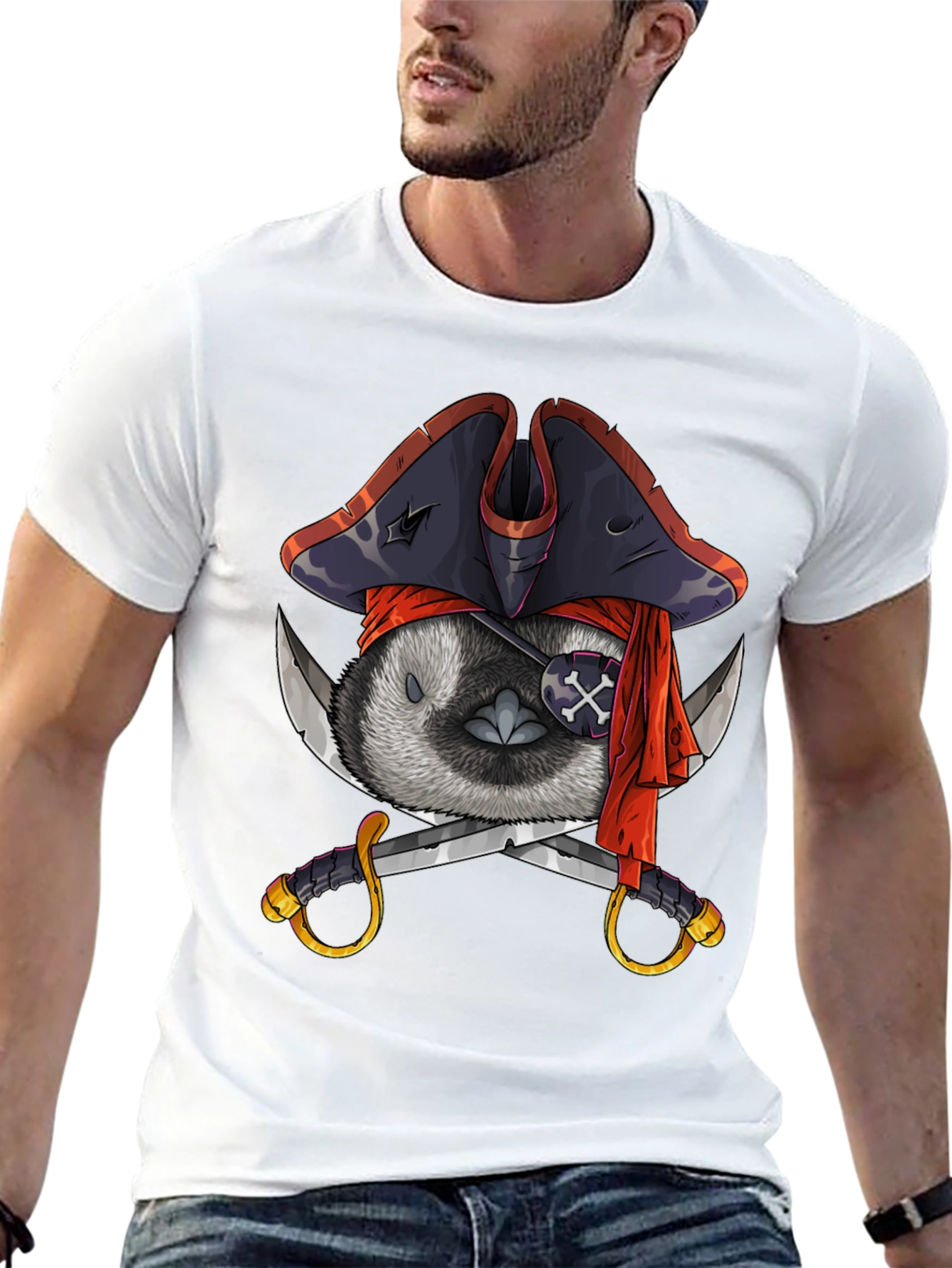 Black Pirate Raccoon Graphic T-Shirt view 13