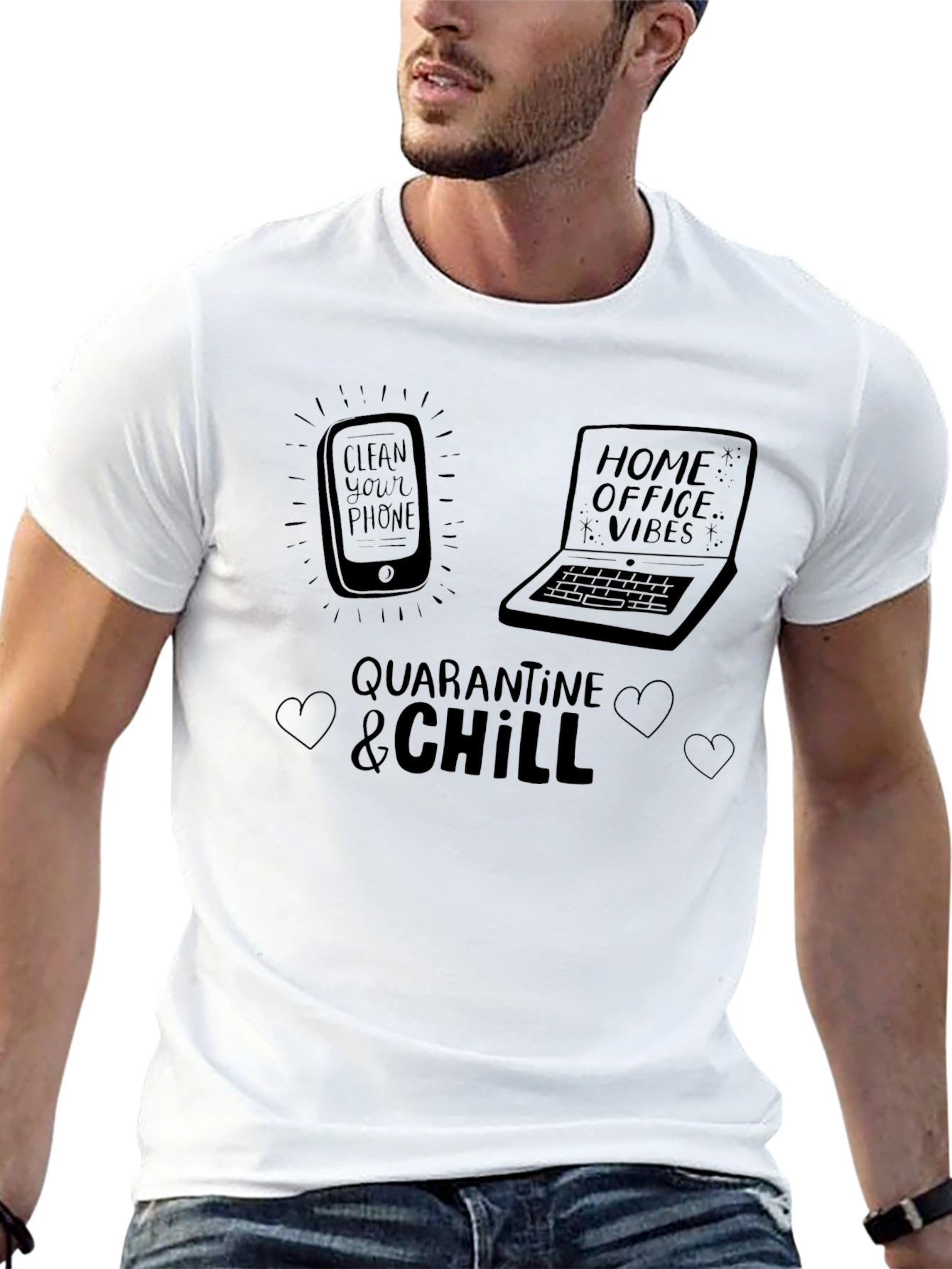 Black Quarantine & Chill Graphic T-Shirt view 13