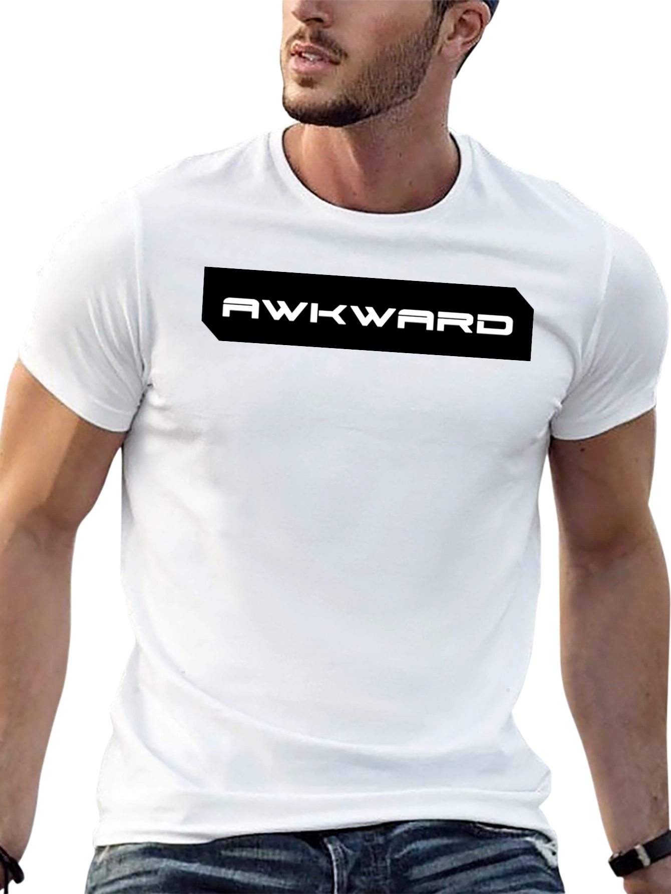 Black Awkward Graphic Tee - Black Casual T-Shirt view 13