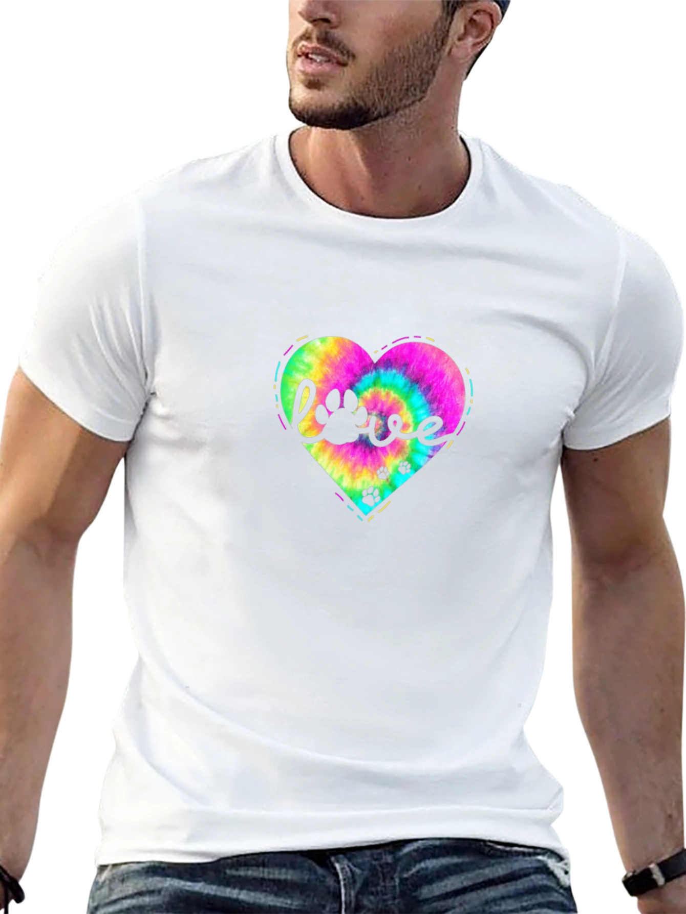 Black Love Paw Tie Dye Heart T-Shirt view 13