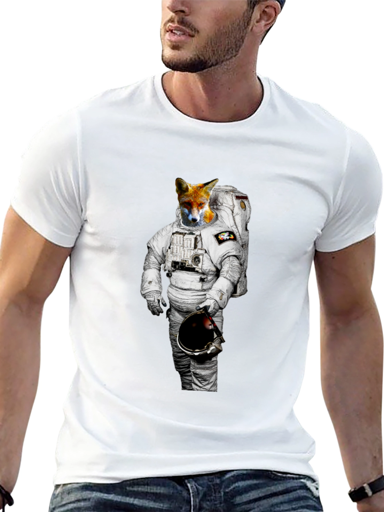 Black Fox Astronaut Graphic Tee - Mens Black T-Shirt view 13