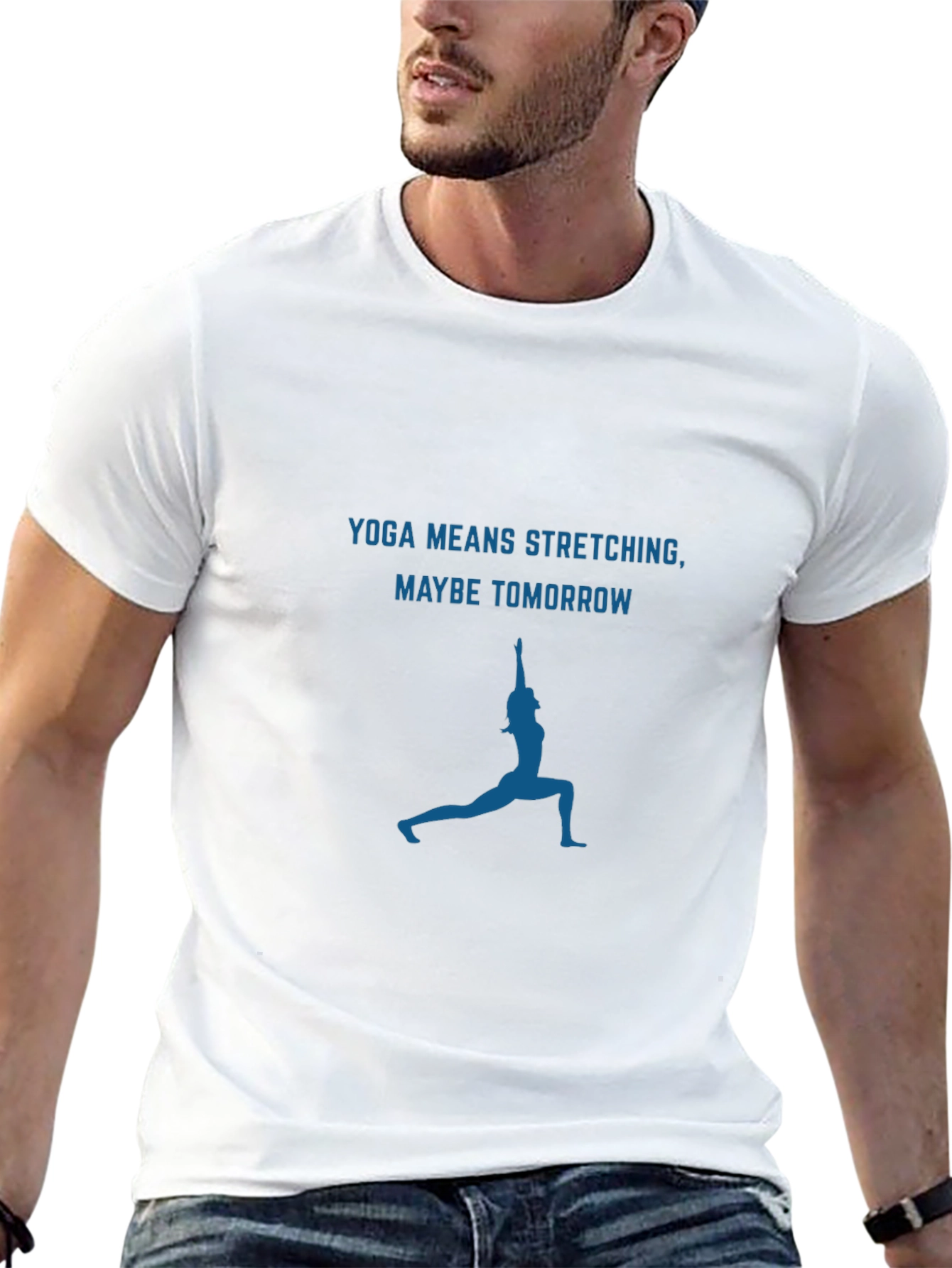 Black Yoga Means Stretching T-Shirt Funny Gym Tee view 13