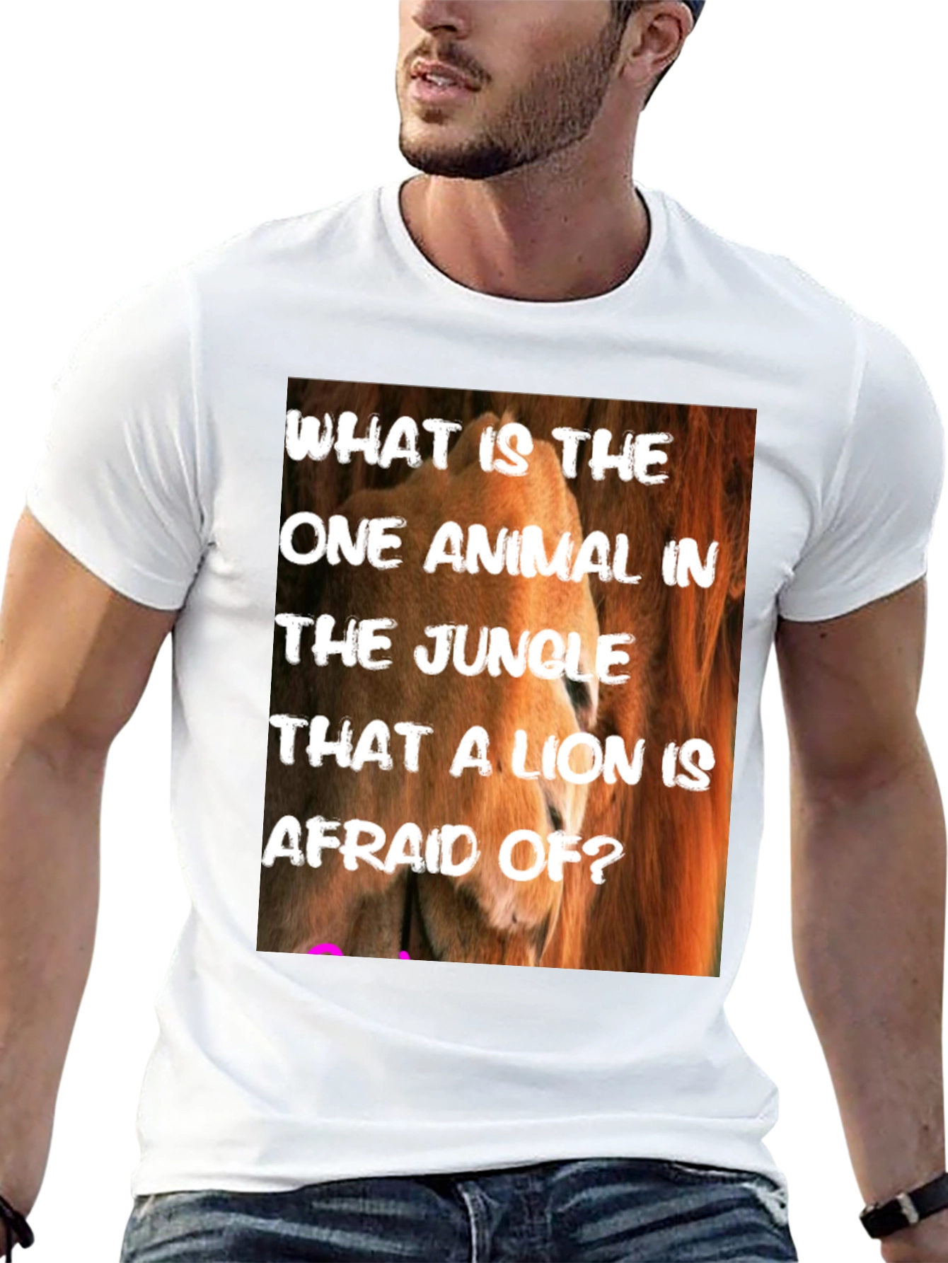Black Lion Riddle Graphic Tee - Jungle Humor T-Shirt view 13