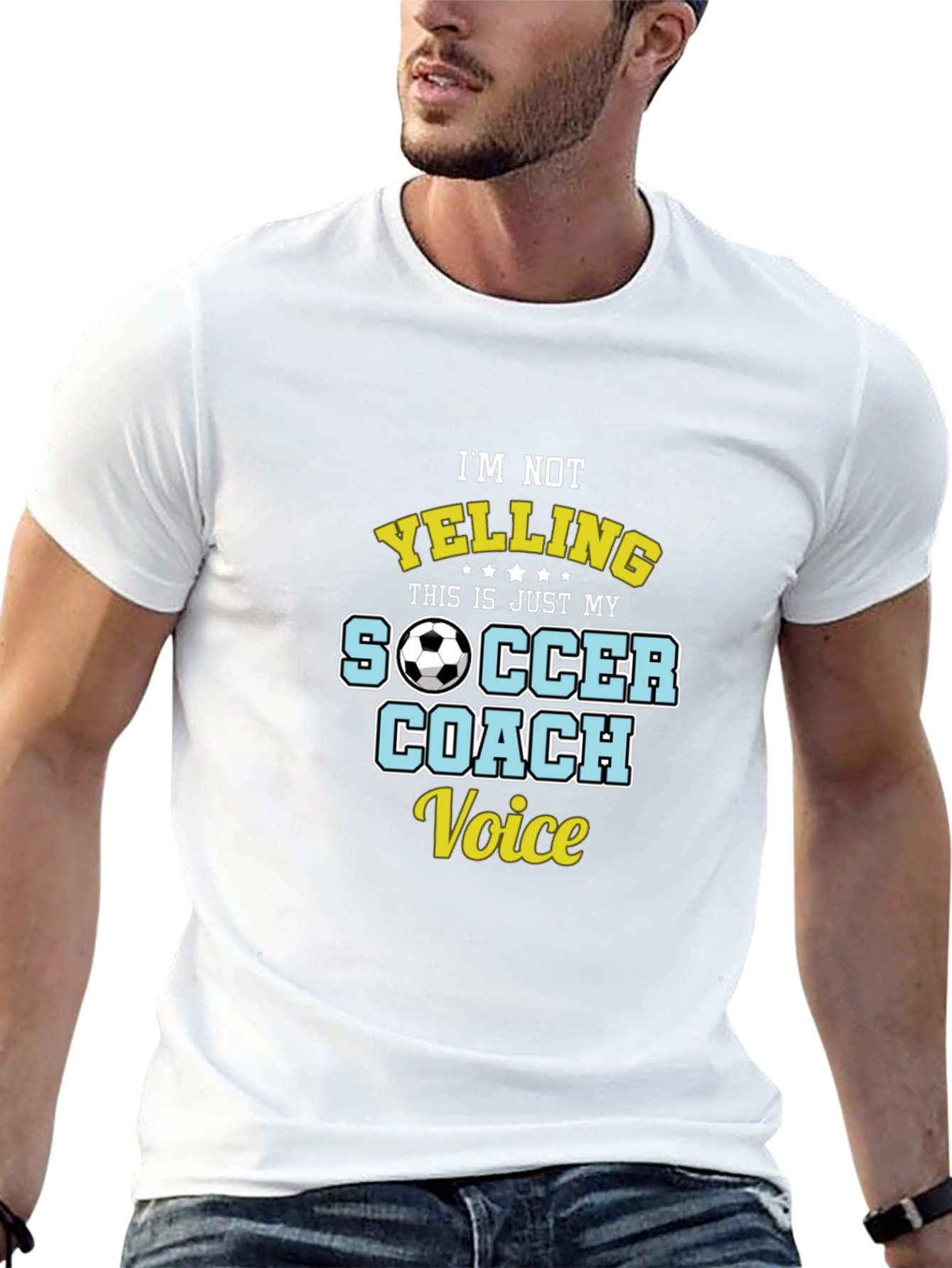 Black Soccer Coach T-Shirt - I'm Not Yelling view 13