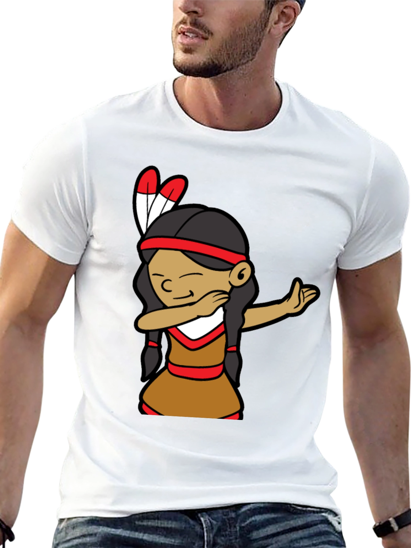 Black Native American Dab Dance Graphic Tee view 13