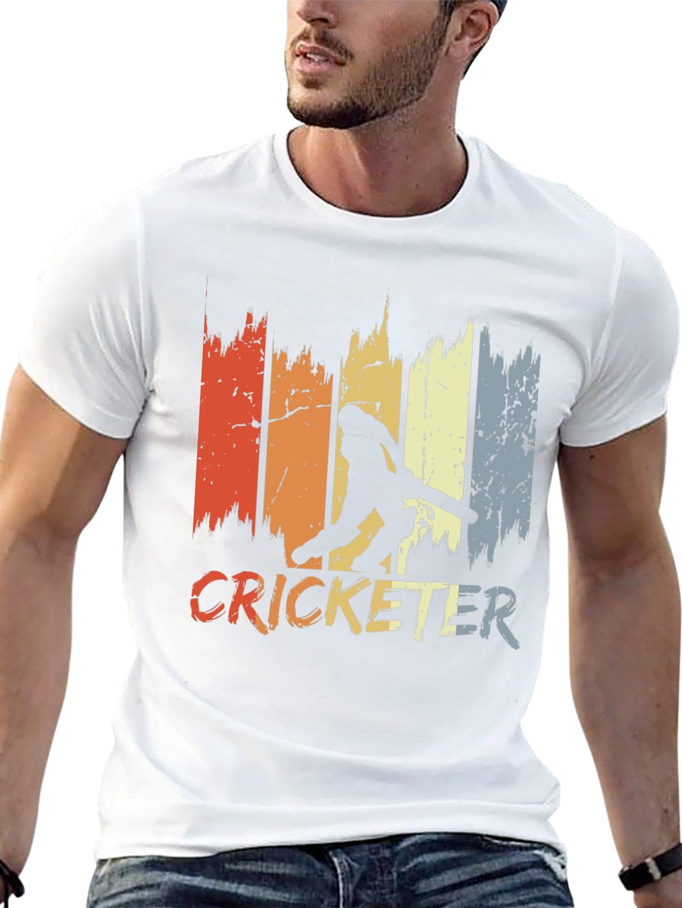 Black Vintage Cricketer T-Shirt - Retro Style view 13