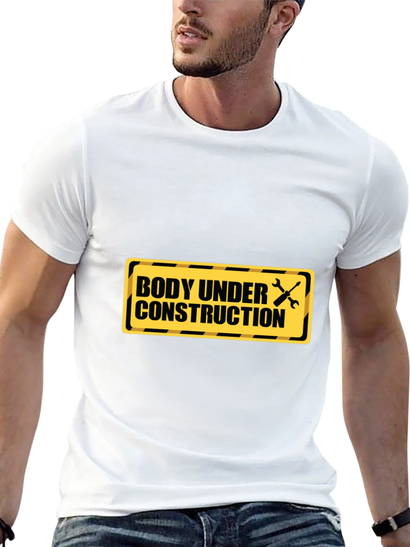 Black Body Under Construction T-Shirt - Gym & Fitness Apparel view 13