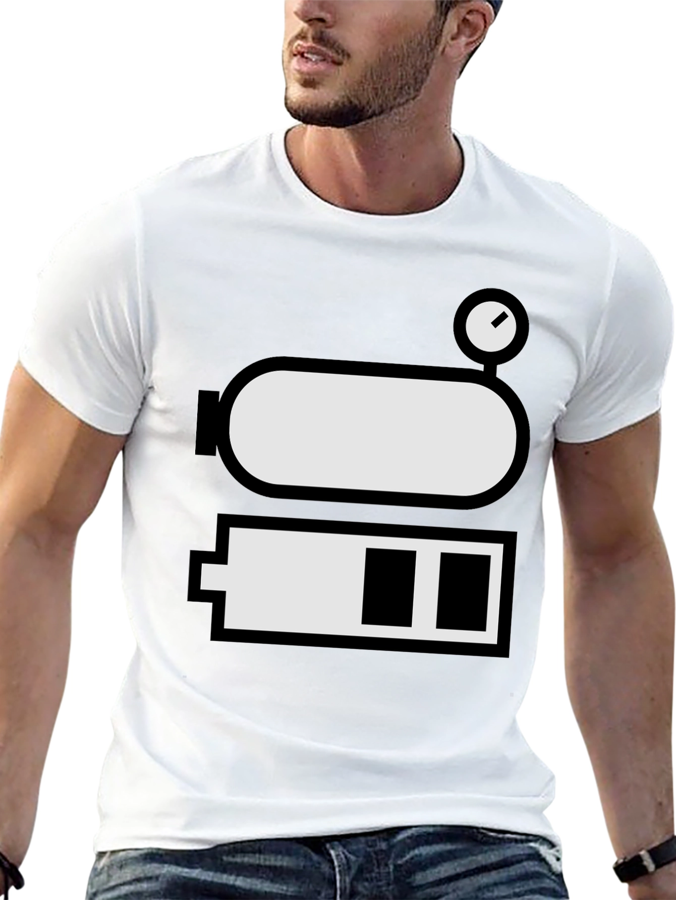 Black Low Battery Level Funny Graphic Tee view 13
