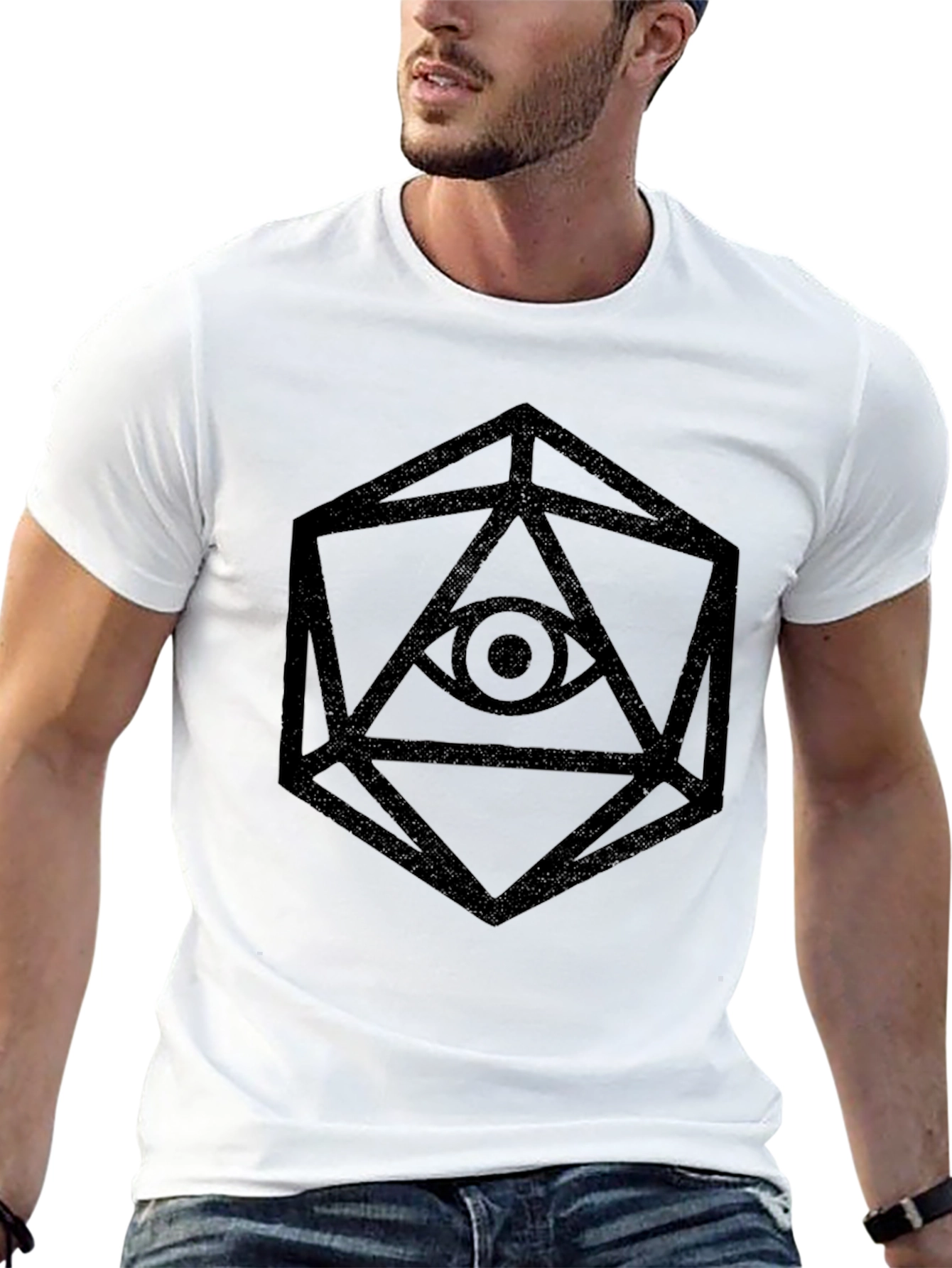 Black Geometric Eye Graphic Tee - Black view 13