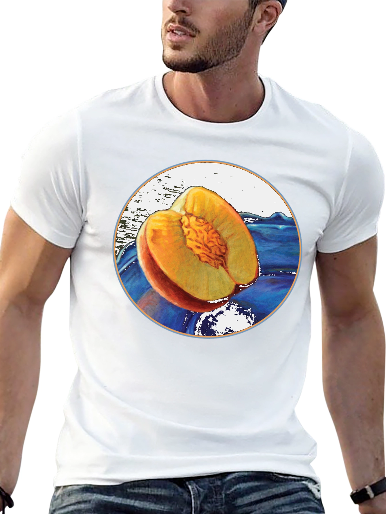 Black Peach Fruit Graphic T-Shirt - Unique Design view 13