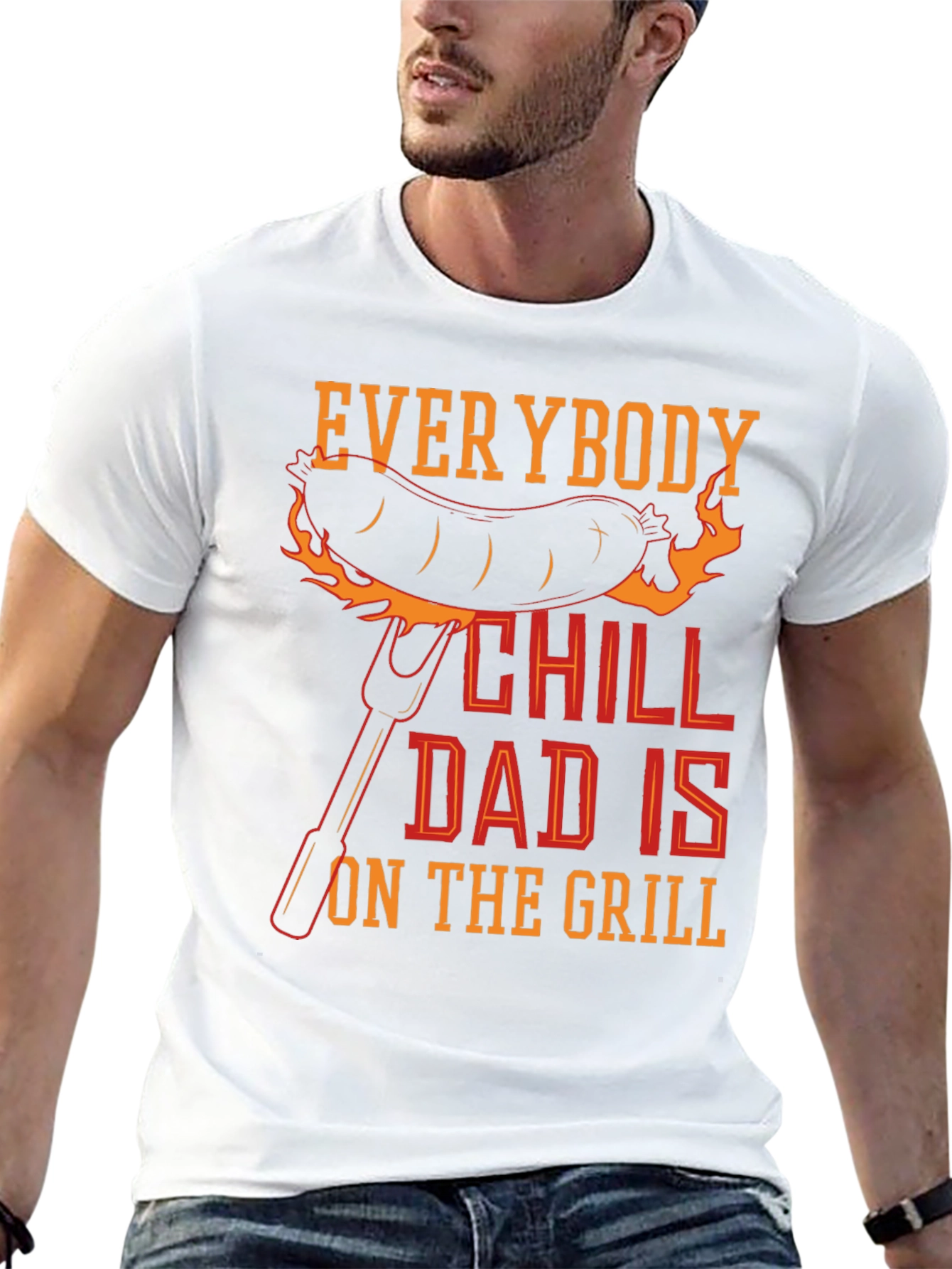 Black Everybody Chill Dad Is On The Grill T-Shirt view 13