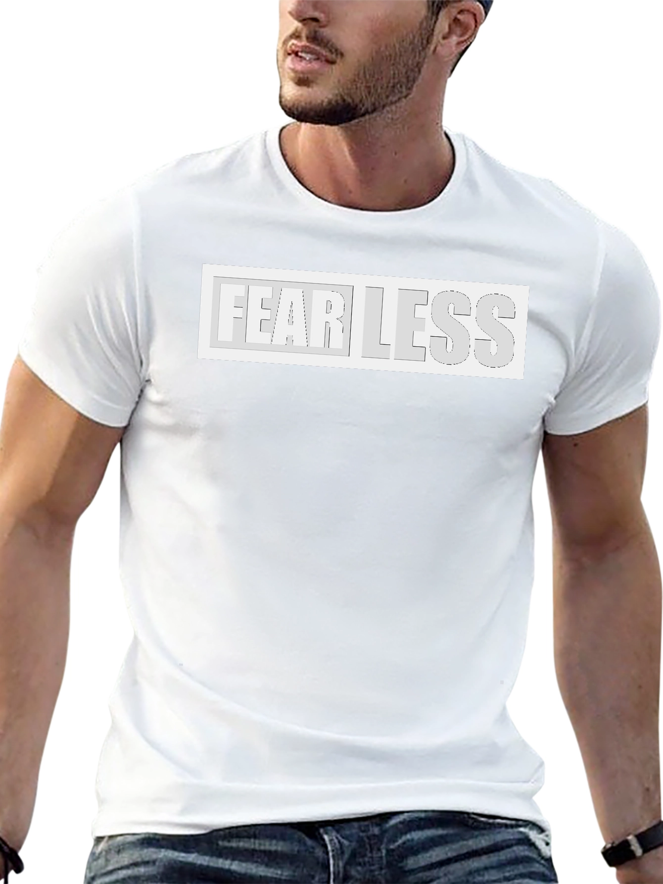 Black Fearless Graphic Print Black T-Shirt view 13