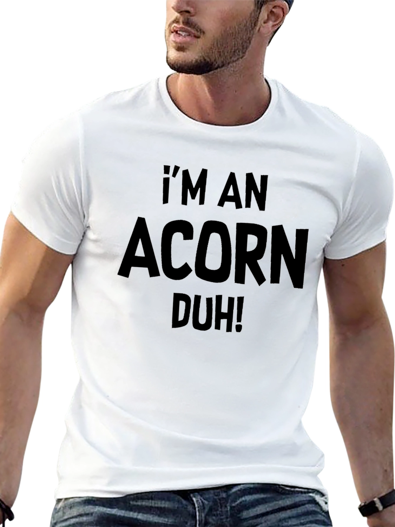 Black I'm an Acorn Duh! Novelty Graphic Tee view 13