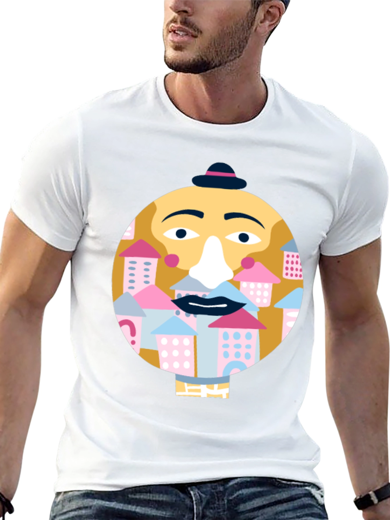 Black Quirky Face Graphic T-Shirt - City Beard view 13