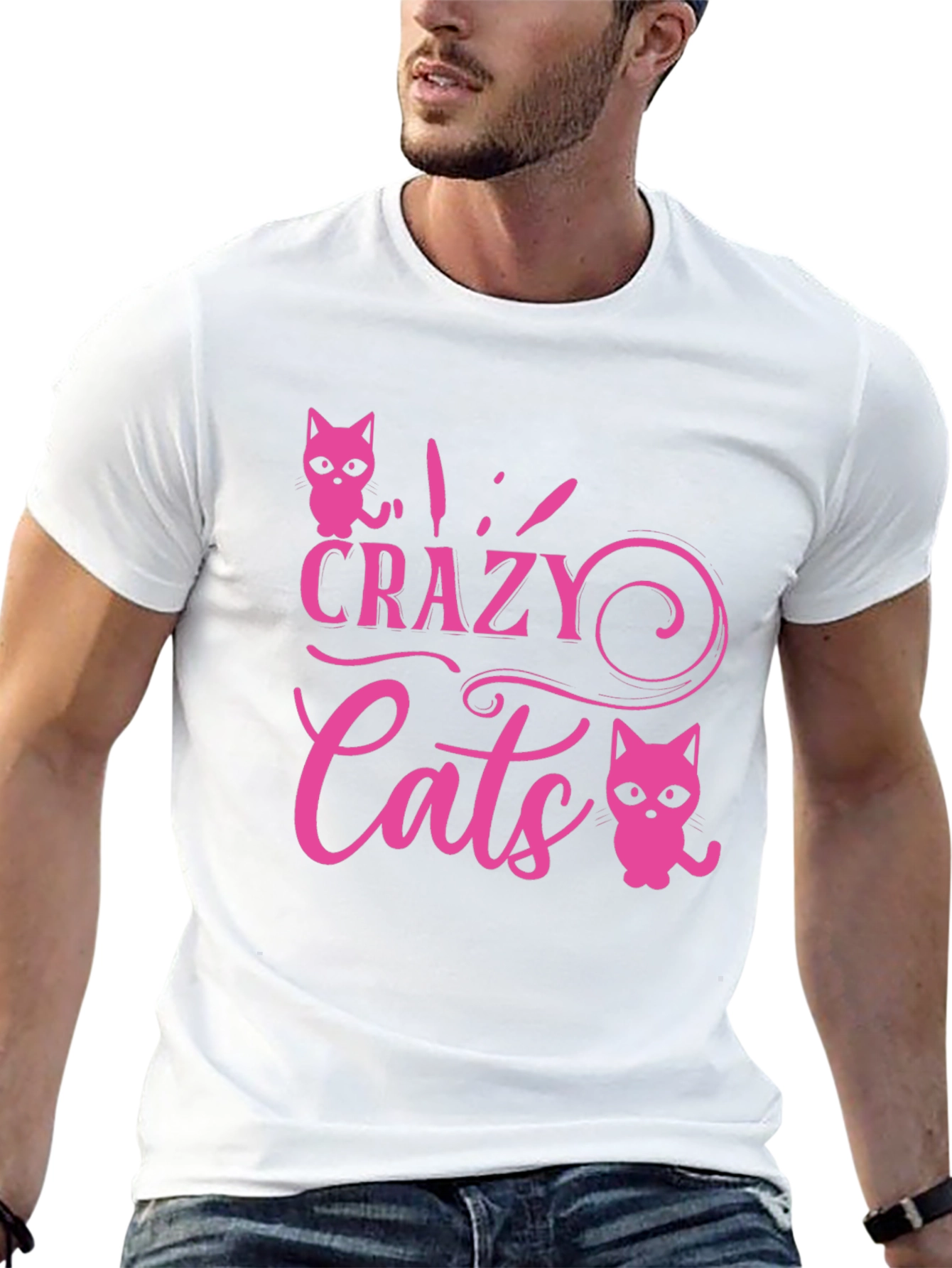 Black Crazy Cats Graphic Tee - Pink view 13