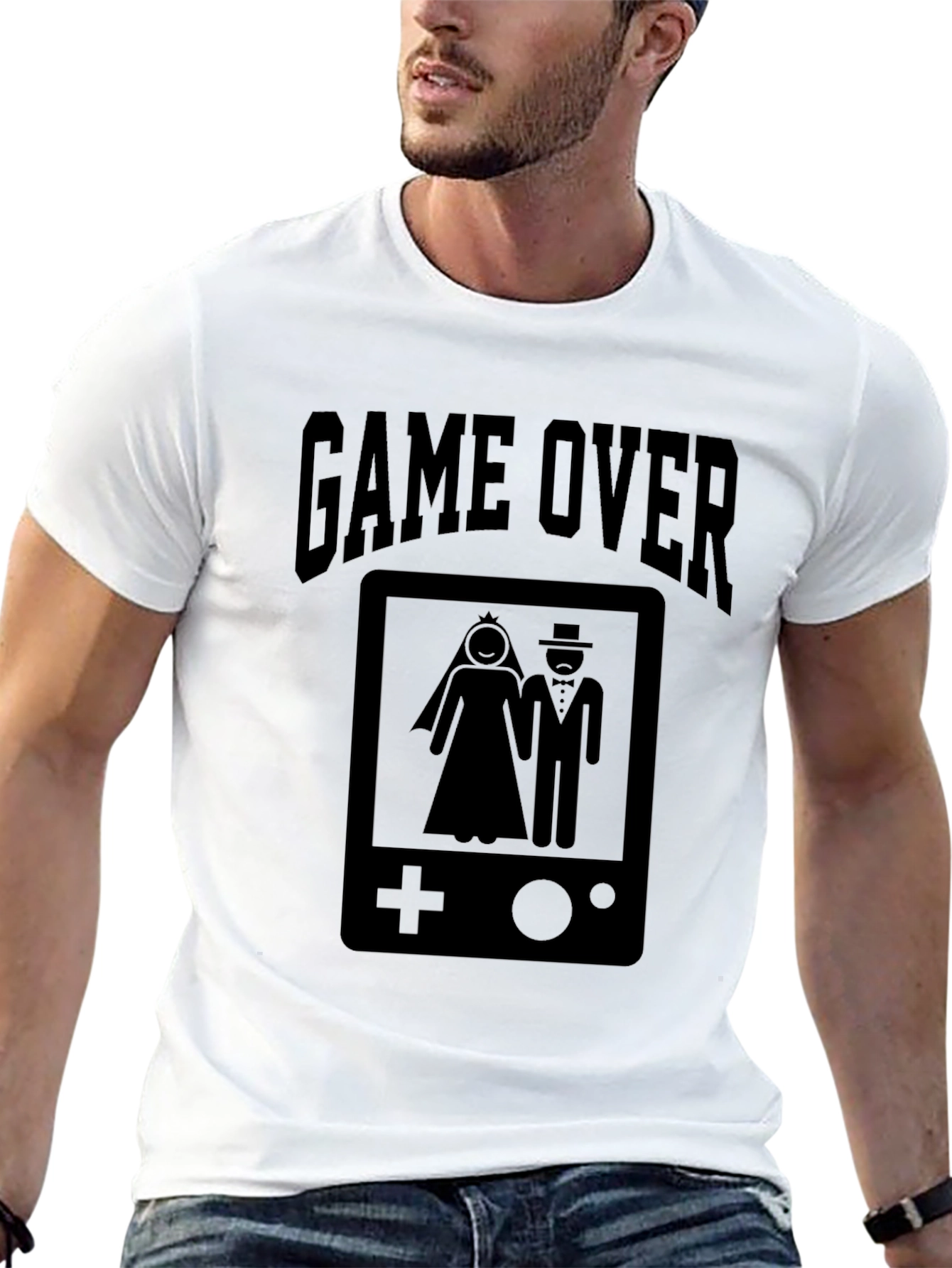 Black Game Over Wedding Gamer T-Shirt - Black view 13