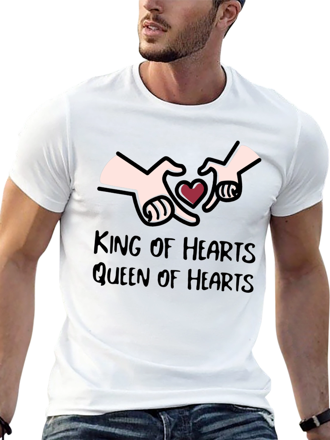 Black King & Queen of Hearts Graphic T-Shirt view 13