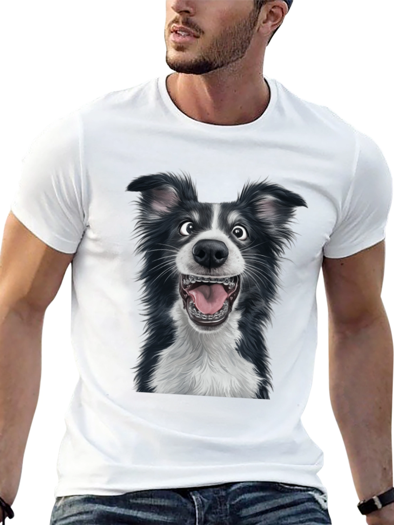 Black Funny Dog Graphic Tee - Black Cotton Blend T-Shirt view 13