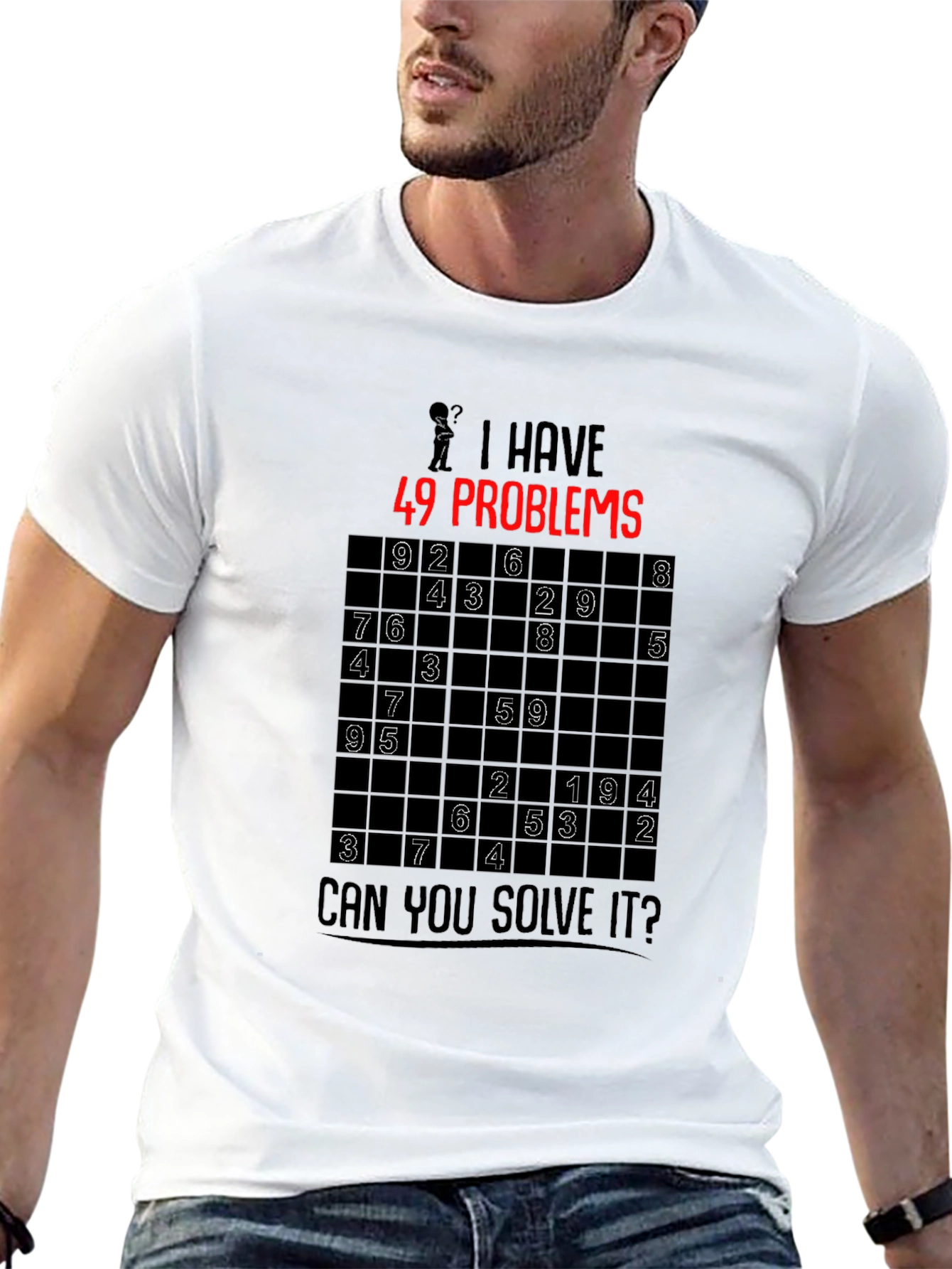 Black 49 Problems Sudoku Graphic T-Shirt view 13