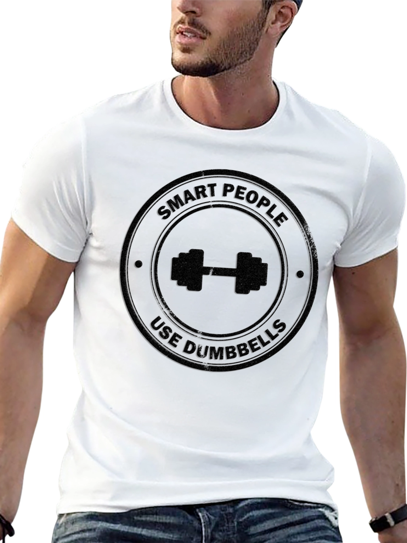 Black Smart People Use Dumbbells Black Graphic T-Shirt view 13