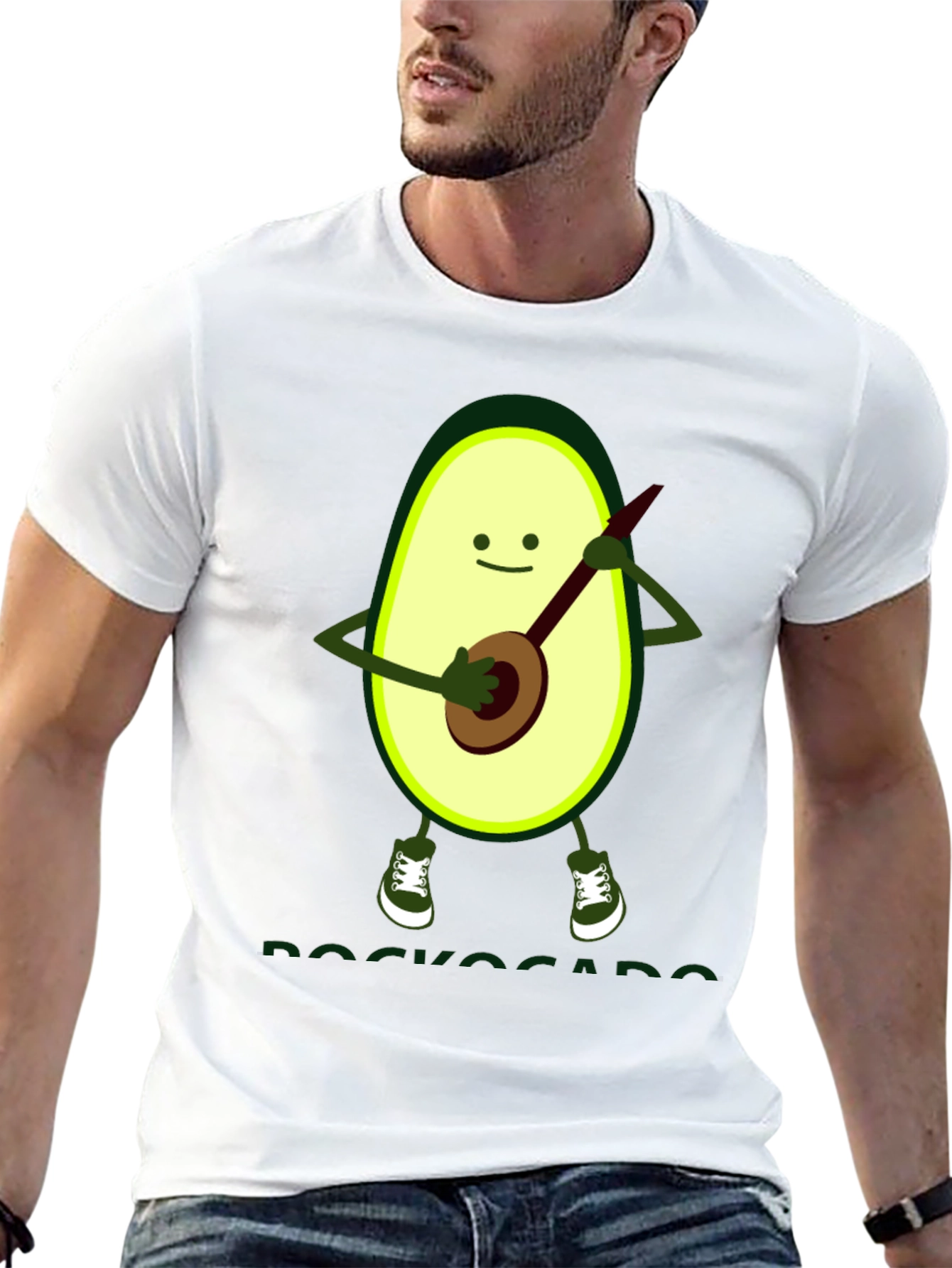 Black Avocado Banjo Player Graphic T-Shirt view 13