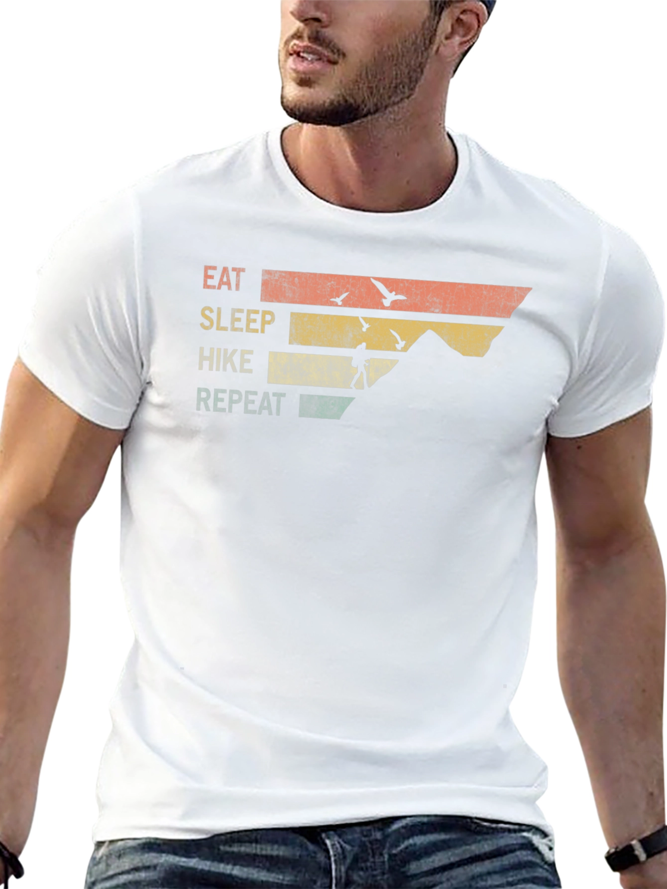 Black Eat Sleep Hike Repeat T-Shirt - Mountain Adventure Tee view 13
