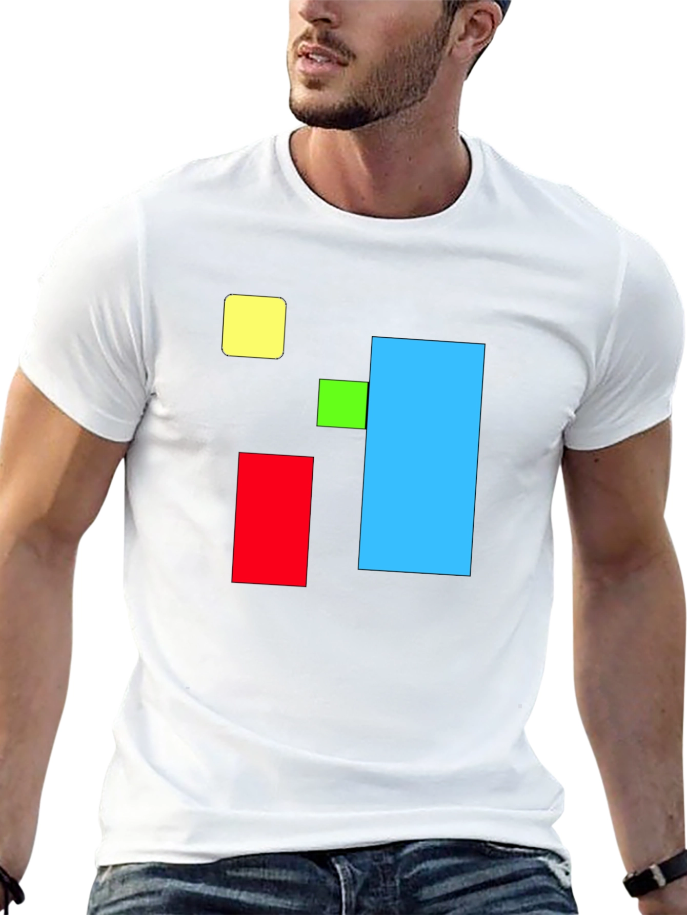 Black Abstract Geometric Square T-Shirt - Bold Colors view 13