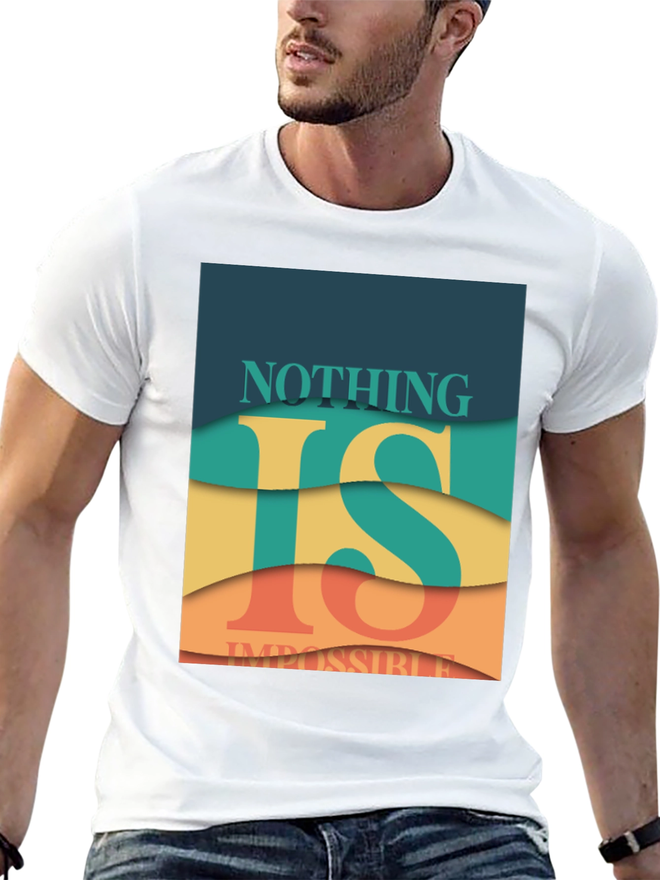 Black Nothing is Impossible Graphic T-Shirt view 13