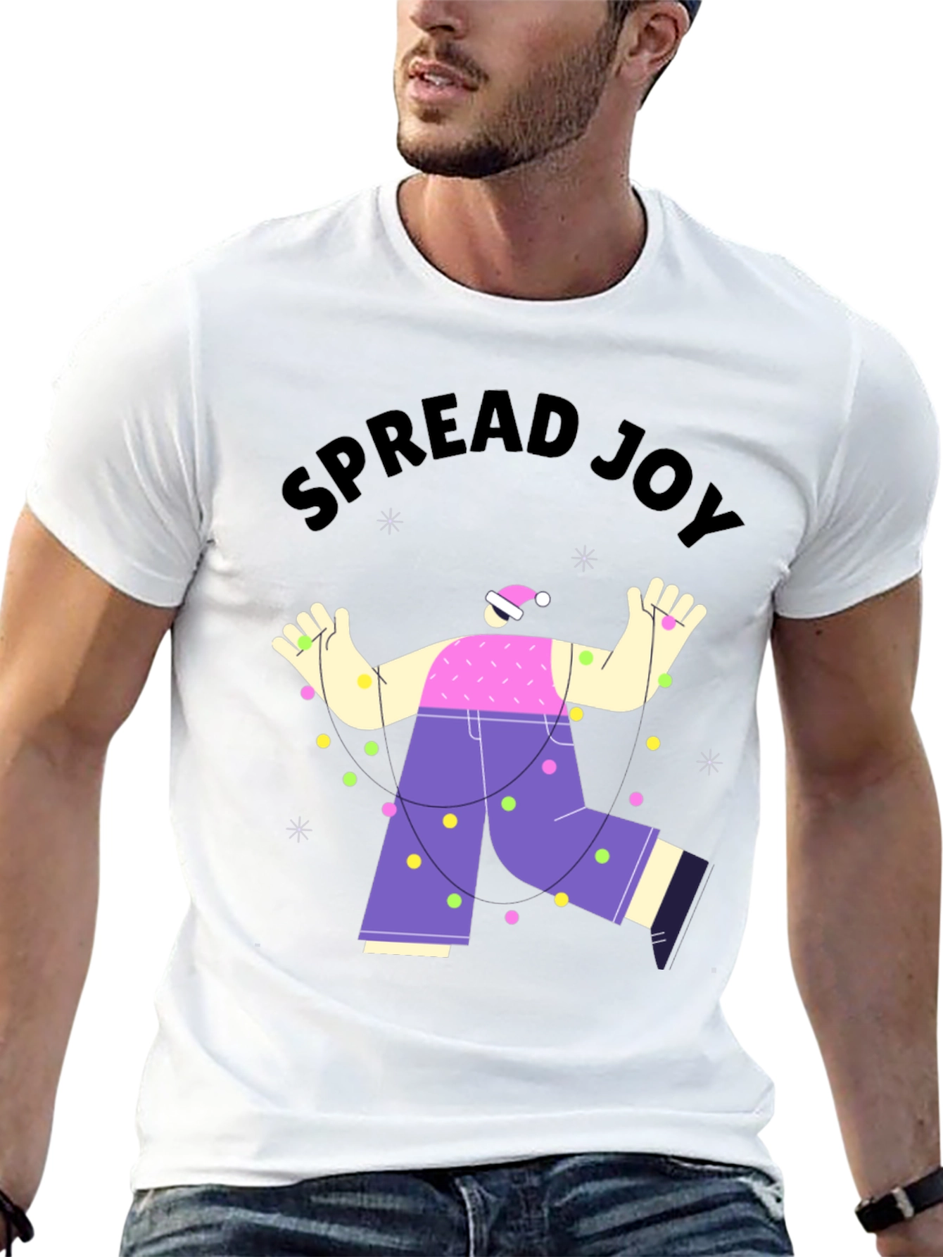Black Spread Joy Holiday T-Shirt - Unisex Christmas Tee view 13
