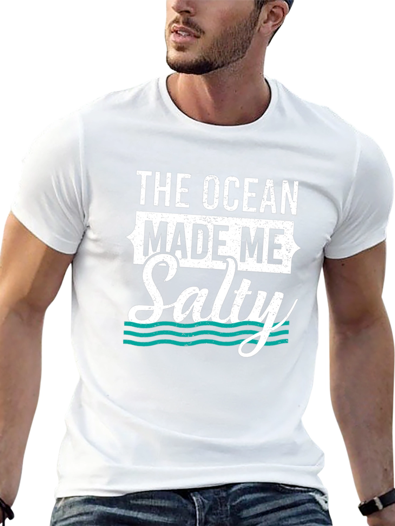 Black The Ocean Made Me Salty Graphic Tee view 13