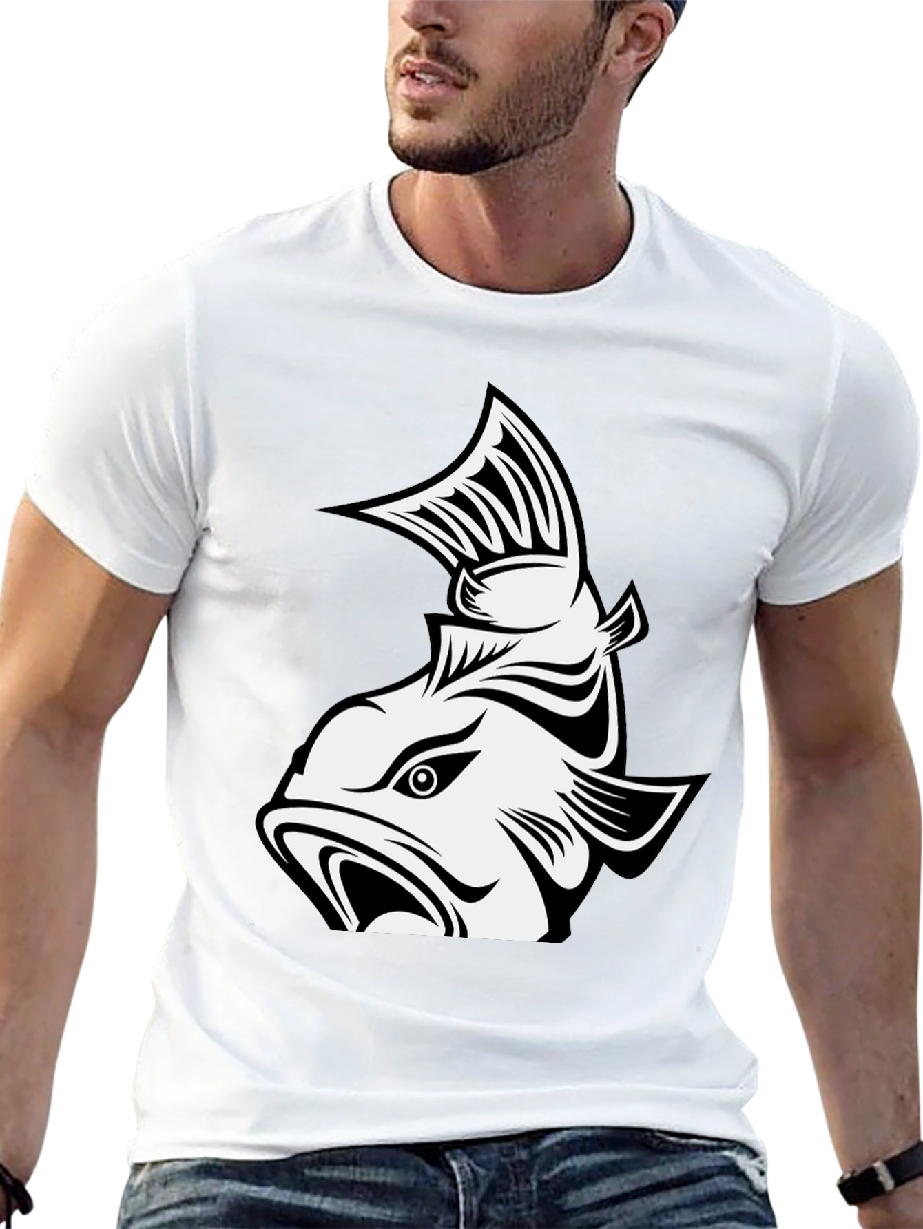 Black Fish Graphic T-Shirt - Men's Black Tee view 13